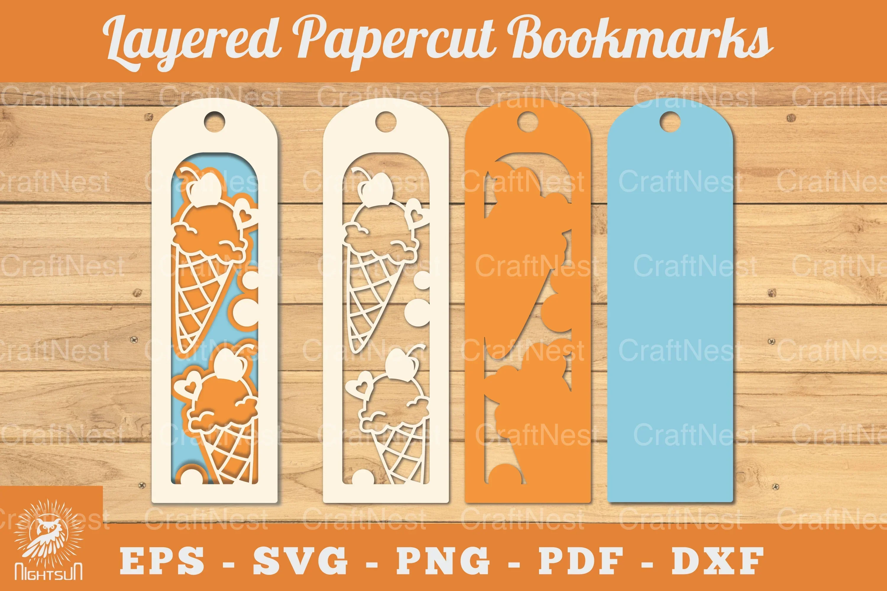 Ice Cream Papercut Bookmark SVG Bundle