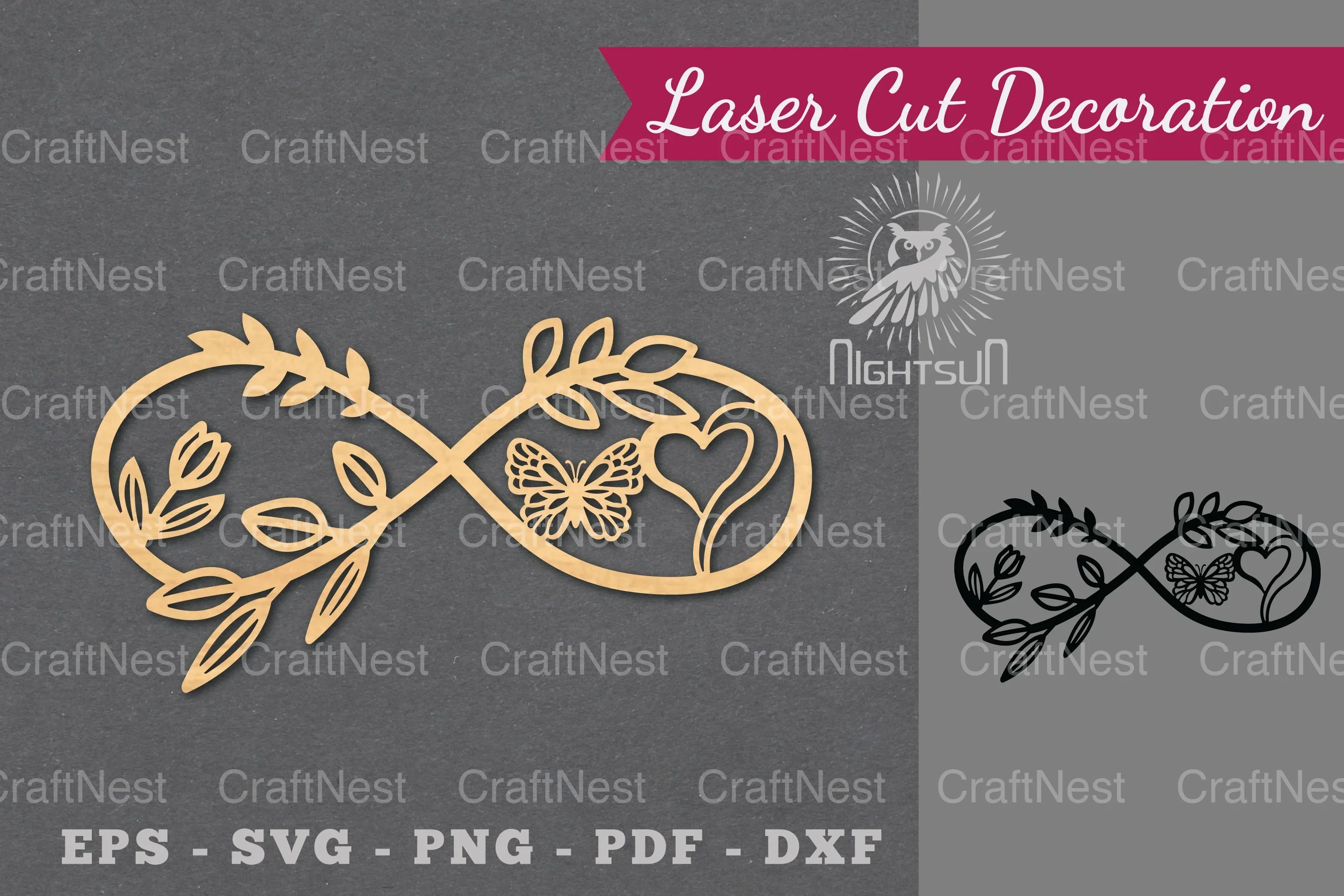 Infinity Floral Laser Cut Decoration Clipart Bundle
