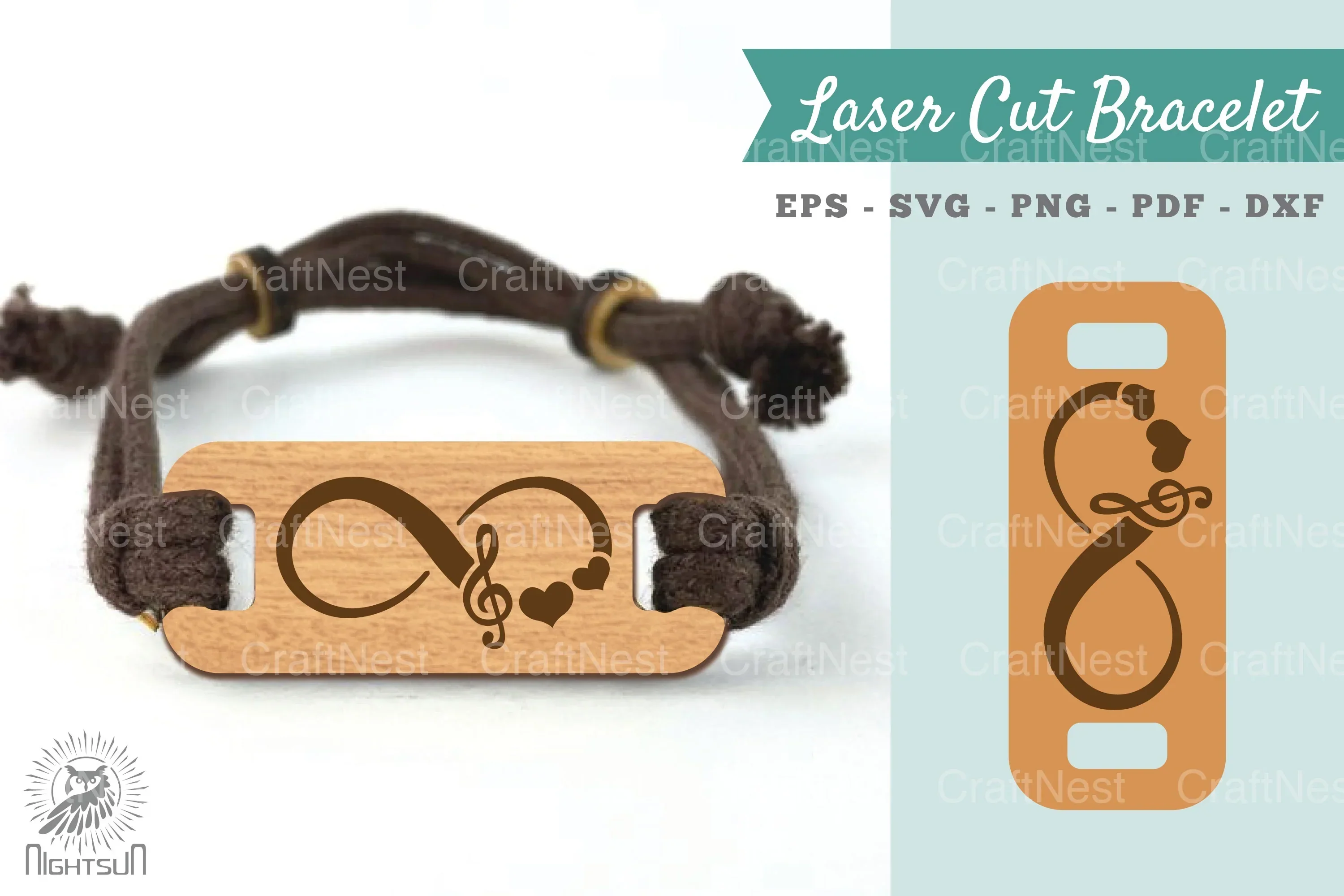 Infinity Music Laser Cut Bracelet Design Bundle