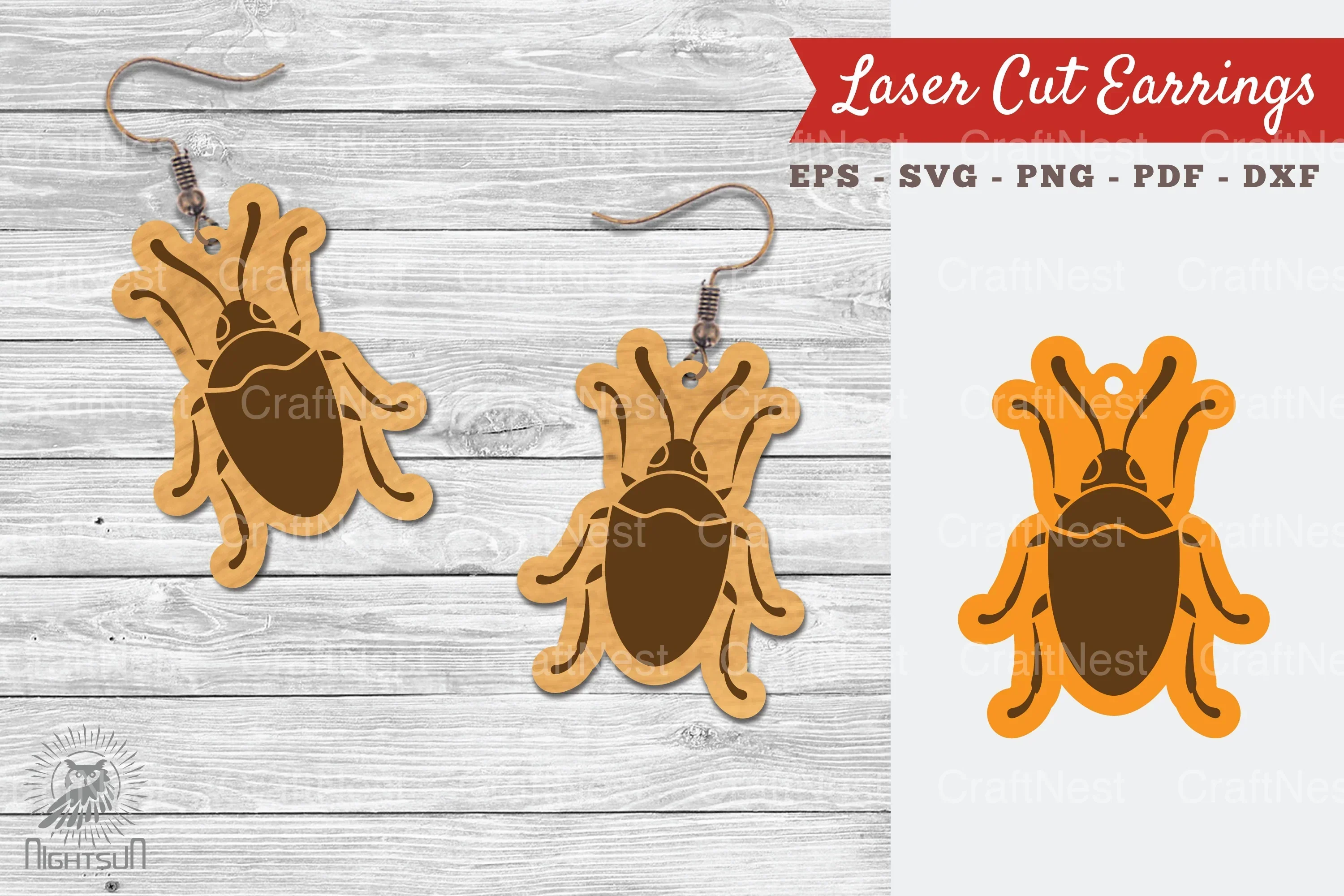 Insect Laser Cut Earrings Design Bundle