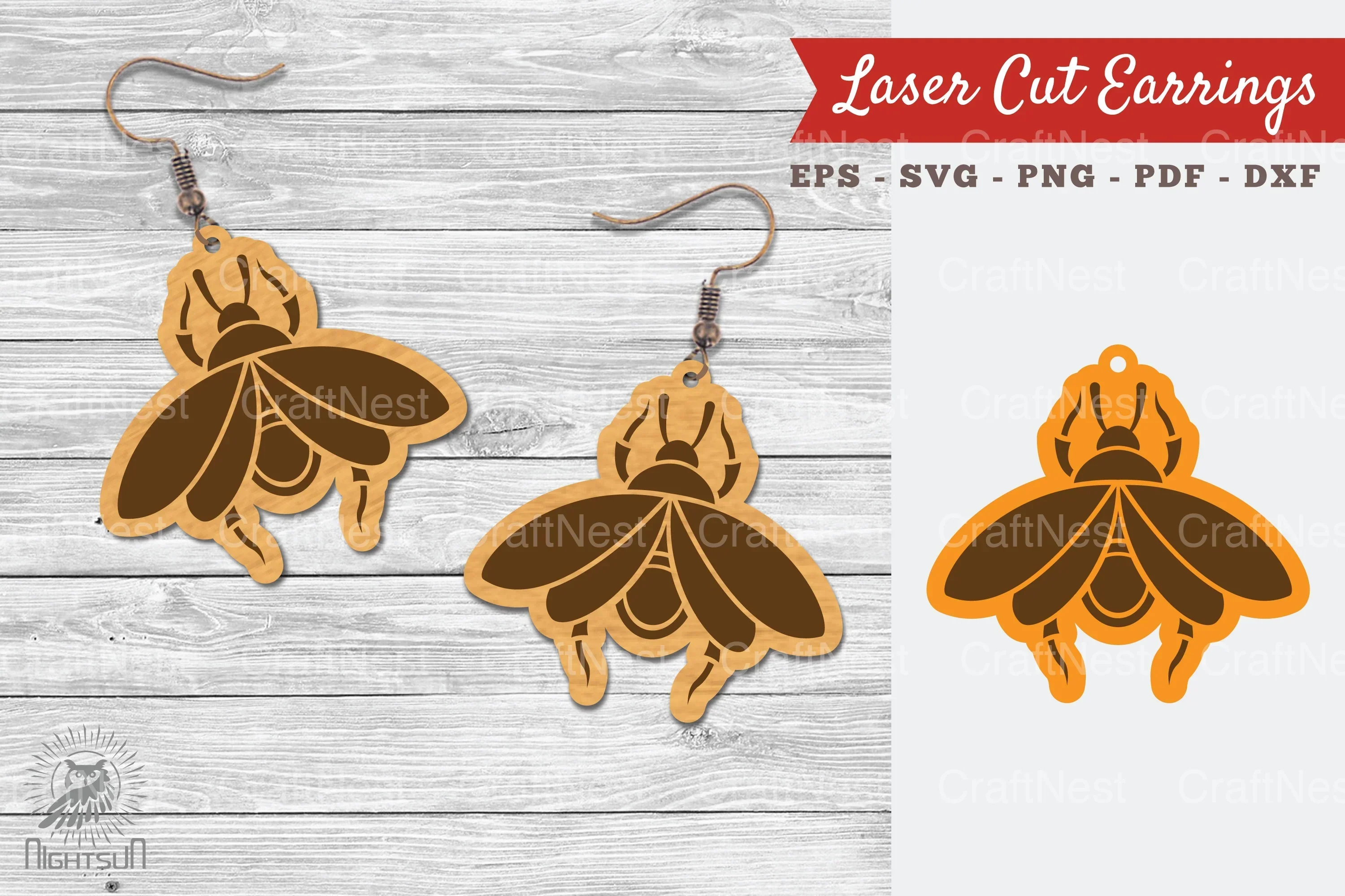 Insect Laser Cut Earrings Design Bundle