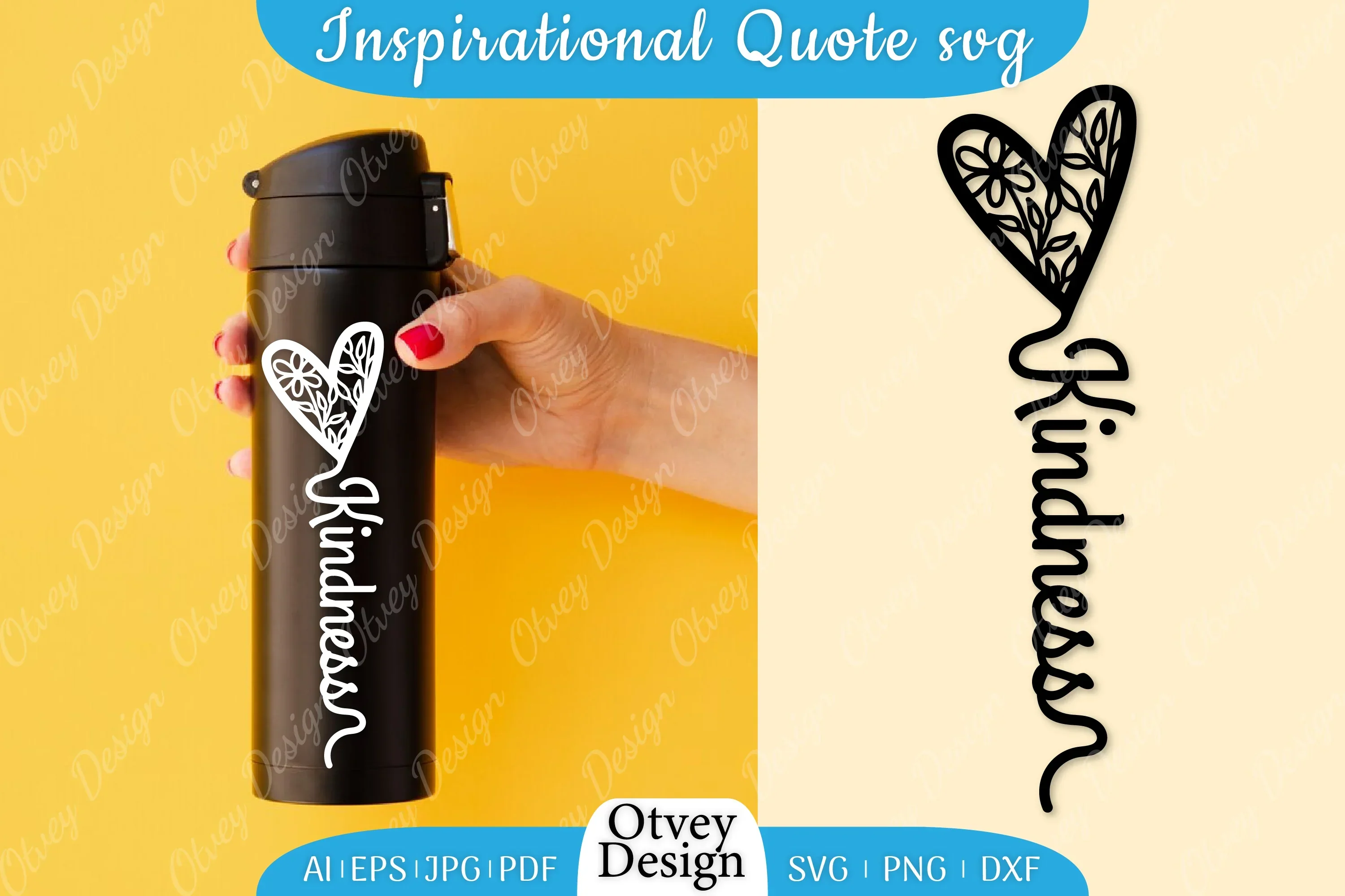 Inspirational Quote & Floral Hearts SVG Bundle