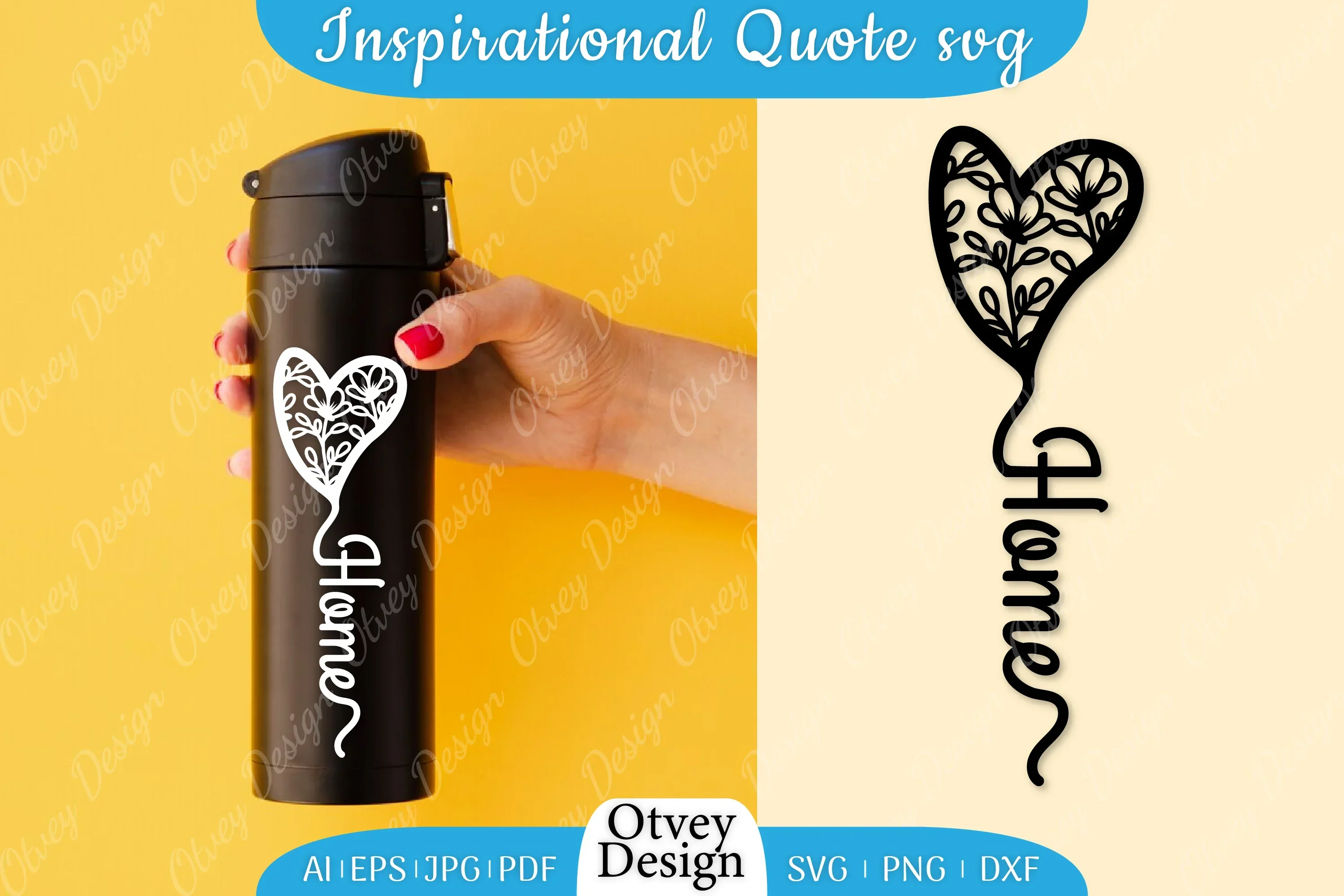 Inspirational Quote & Floral Hearts SVG Bundle