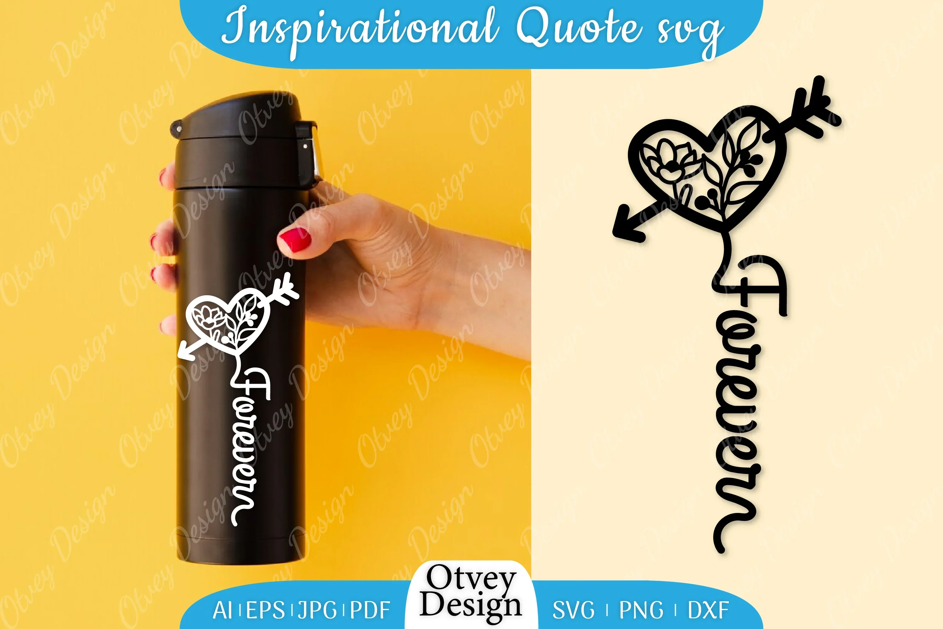 Inspirational Quote & Floral Hearts SVG Bundle