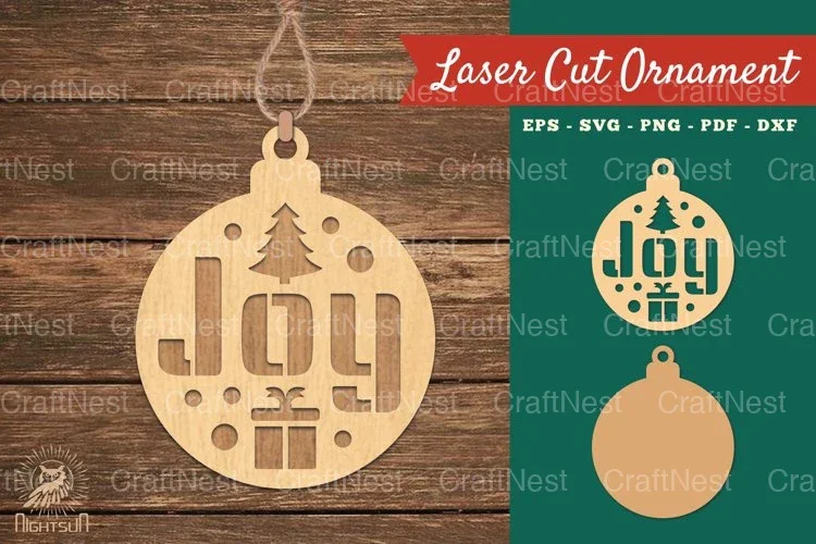 Joy Laser Cut Ornament SVG Bundle