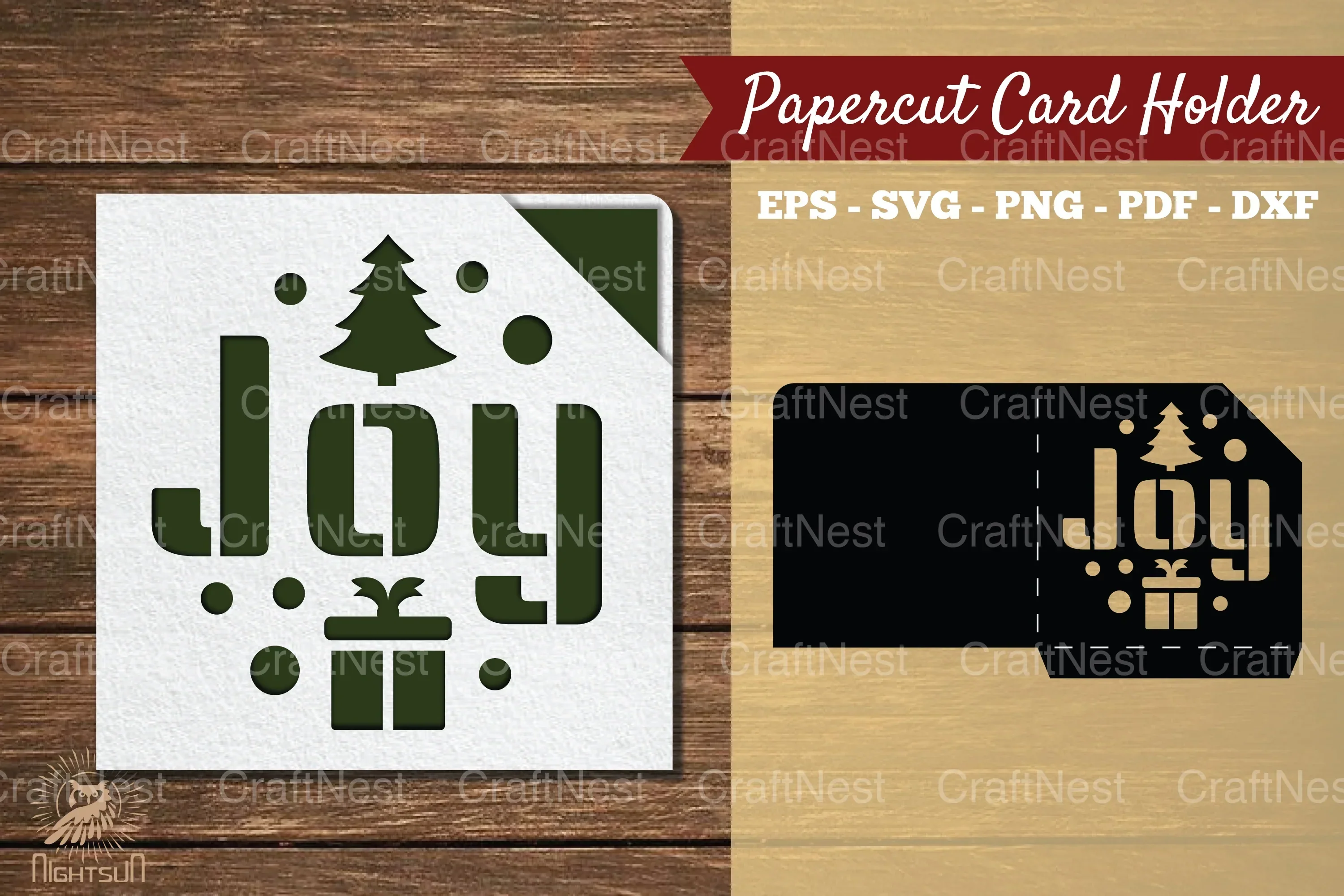 Joy Papercut Card Holder SVG Bundle