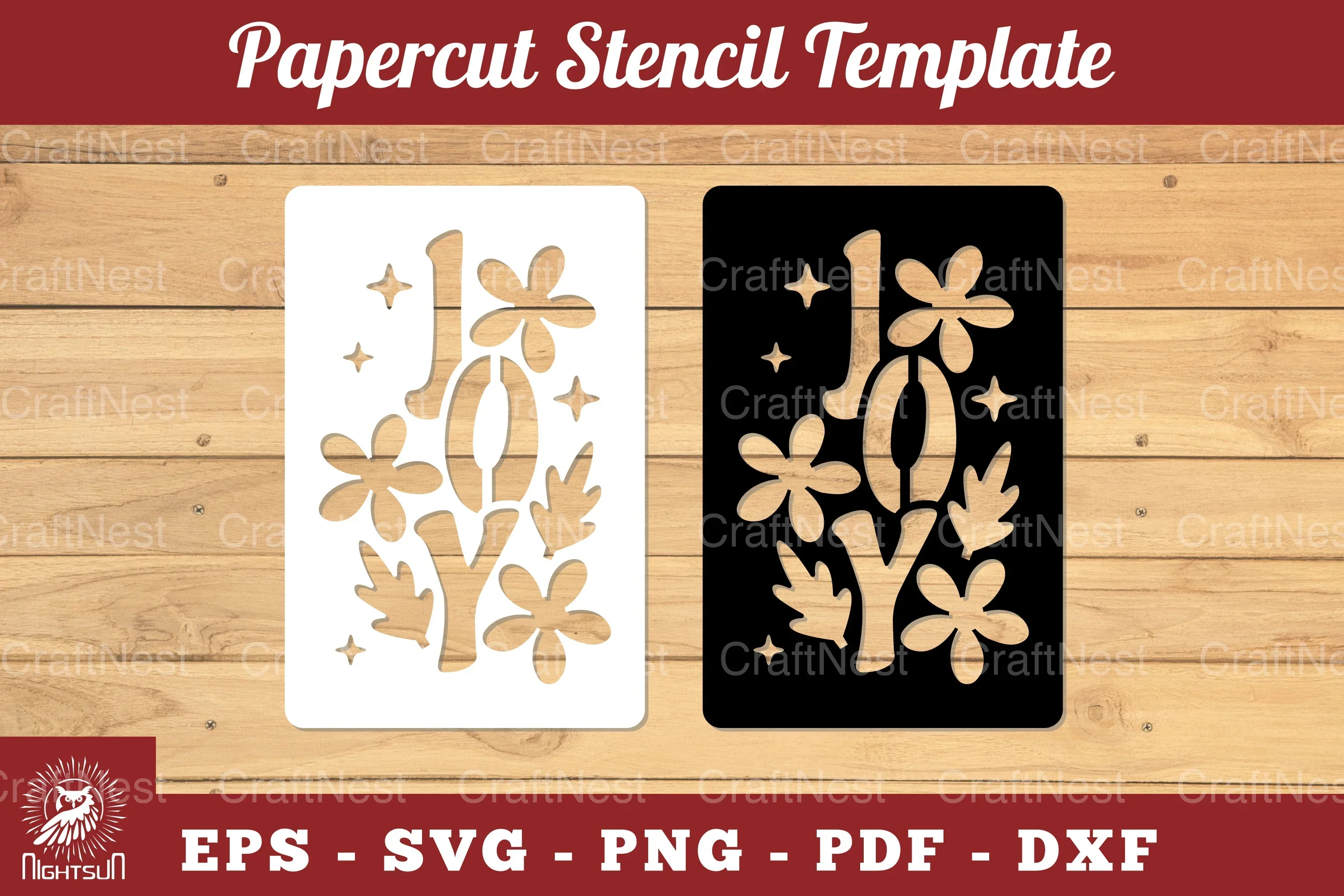 Joy Papercut Stencil Clipart Bundle