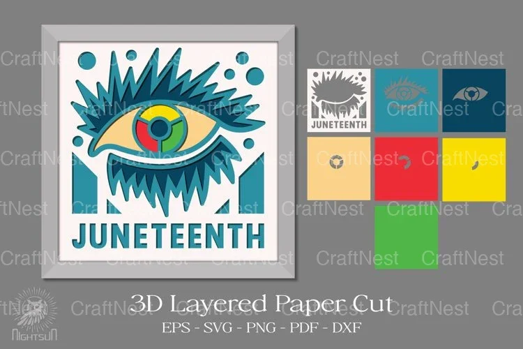 Juneteen Eye 3D Layered Papercut SVG Bundle