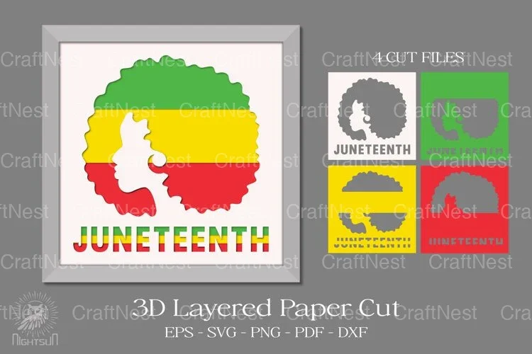 Juneteenth 3D Shadow Box Girl Clipart Bundle