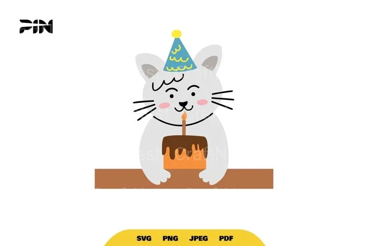 Kawaii Birthday Cat SVG Bundle