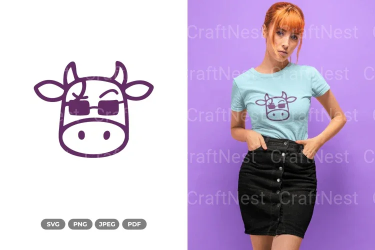 Kawaii Cool Cow Clipart Bundle