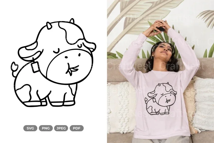 Kawaii Cow Doodle Animal Clipart Bundle