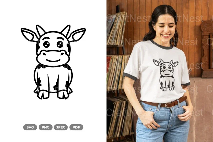Kawaii Cow Sitting SVG Bundle