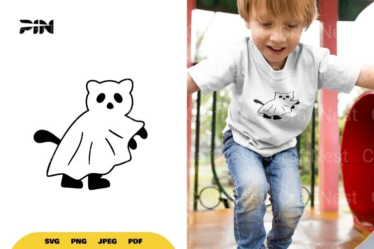 Kawaii Ghost Cat Halloween SVG Bundle