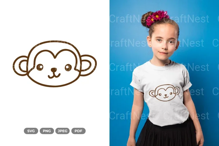 Kawaii Monkey Head Clipart Bundle