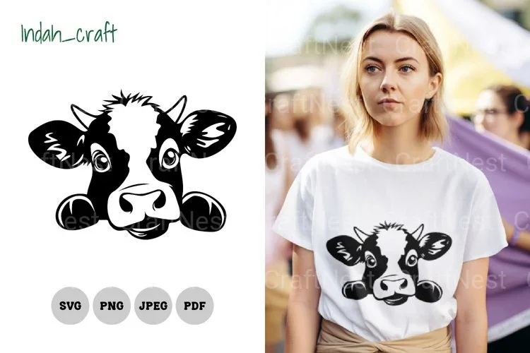 Kawaii Peeking Cow SVG Bundle
