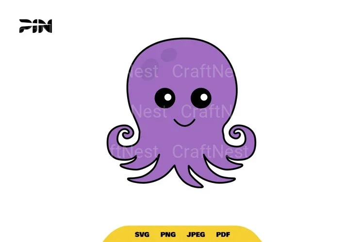 Kawaii Sea Animals Cute Octopus Clipart Bundle