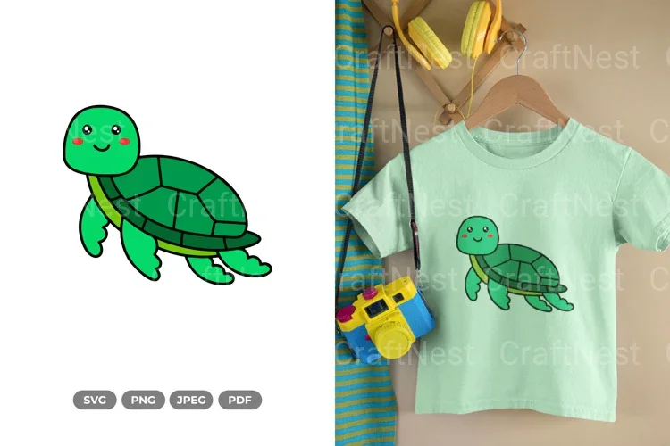 Kawaii Sea Turtle Decal Clipart Bundle