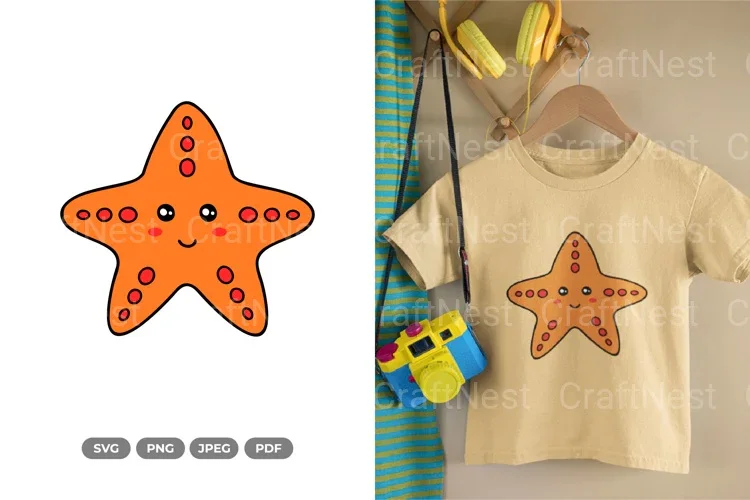 Kawaii Starfish Sea Animal Decal Clipart Bundle