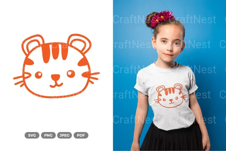 Kawaii Tiger Head Clipart Bundle