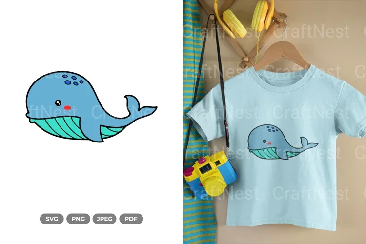 Kawaii Whale Sea Animal Decal Clipart Bundle