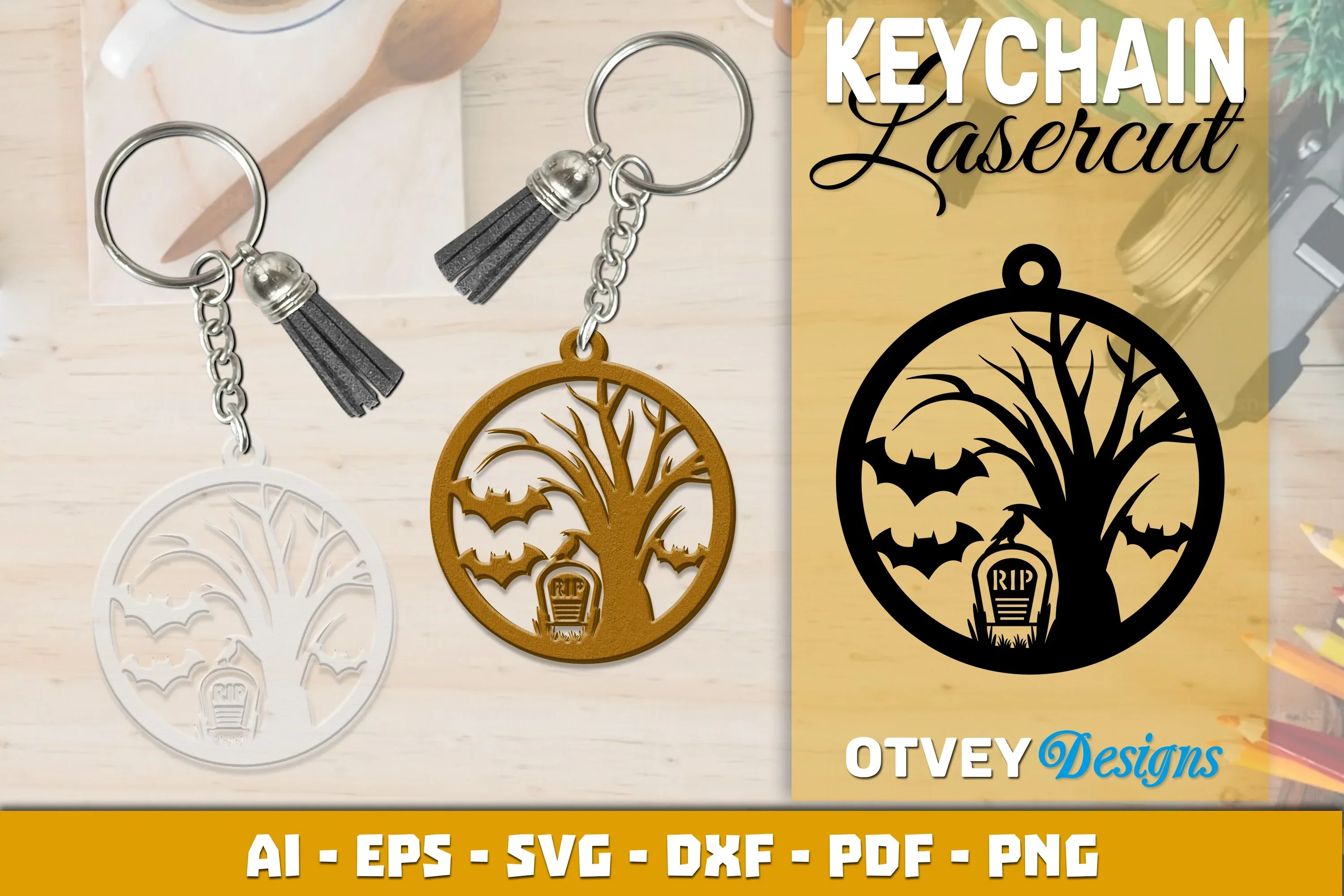 Keychain Halloween Lasercut SVG Bundle