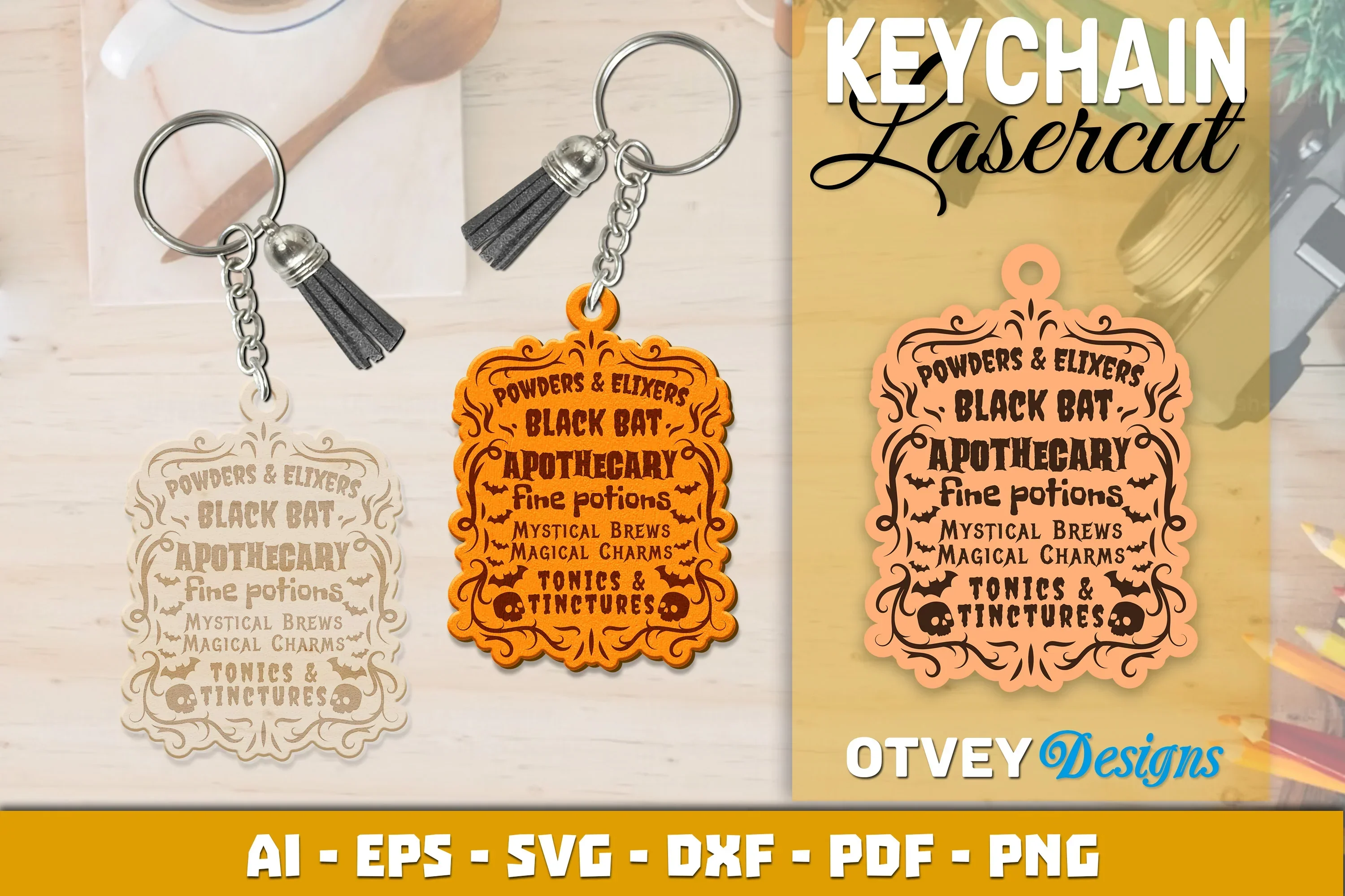 Keychain Halloween Lasercut SVG Bundle