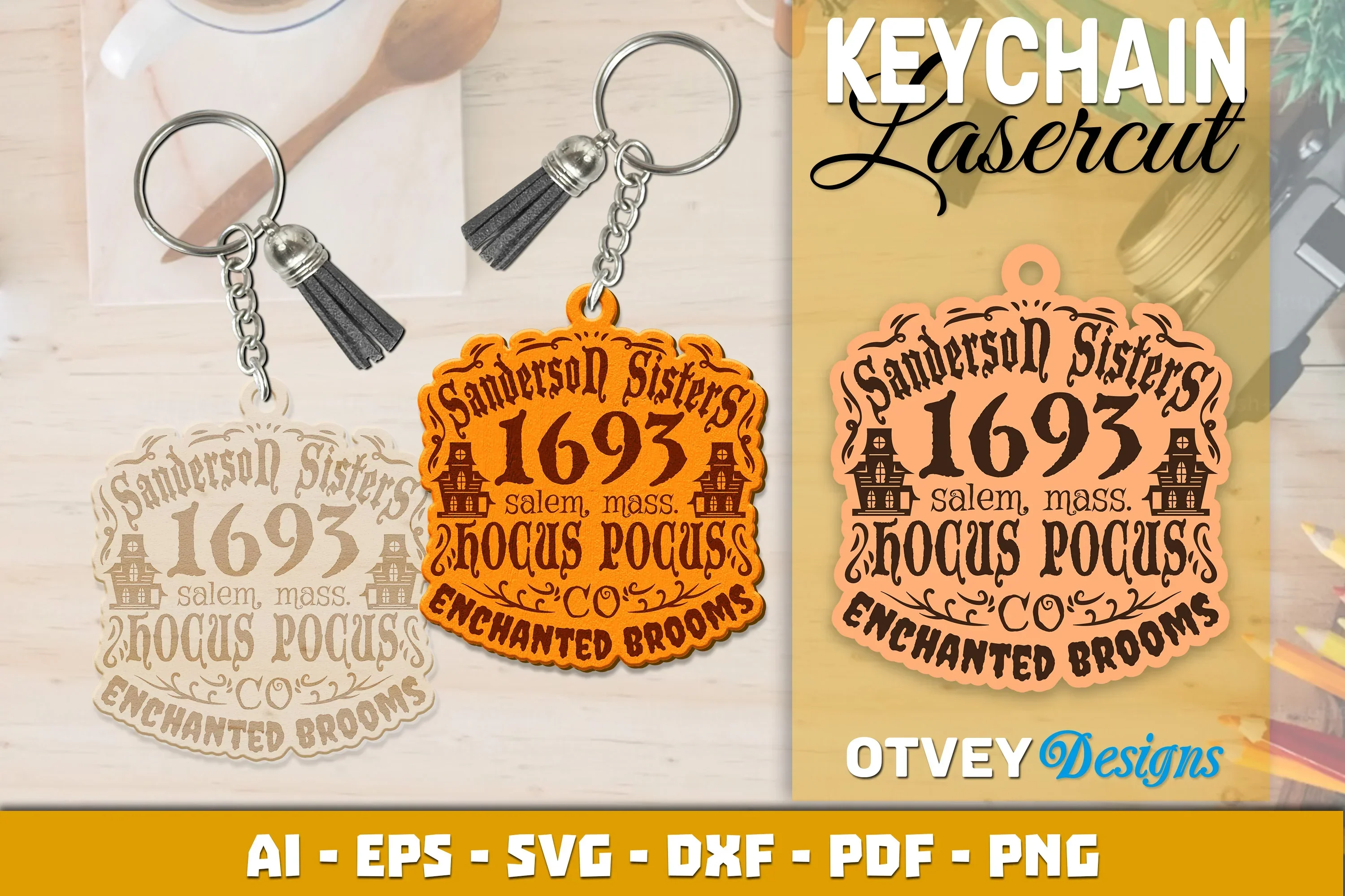 Keychain Halloween Lasercut SVG Bundle