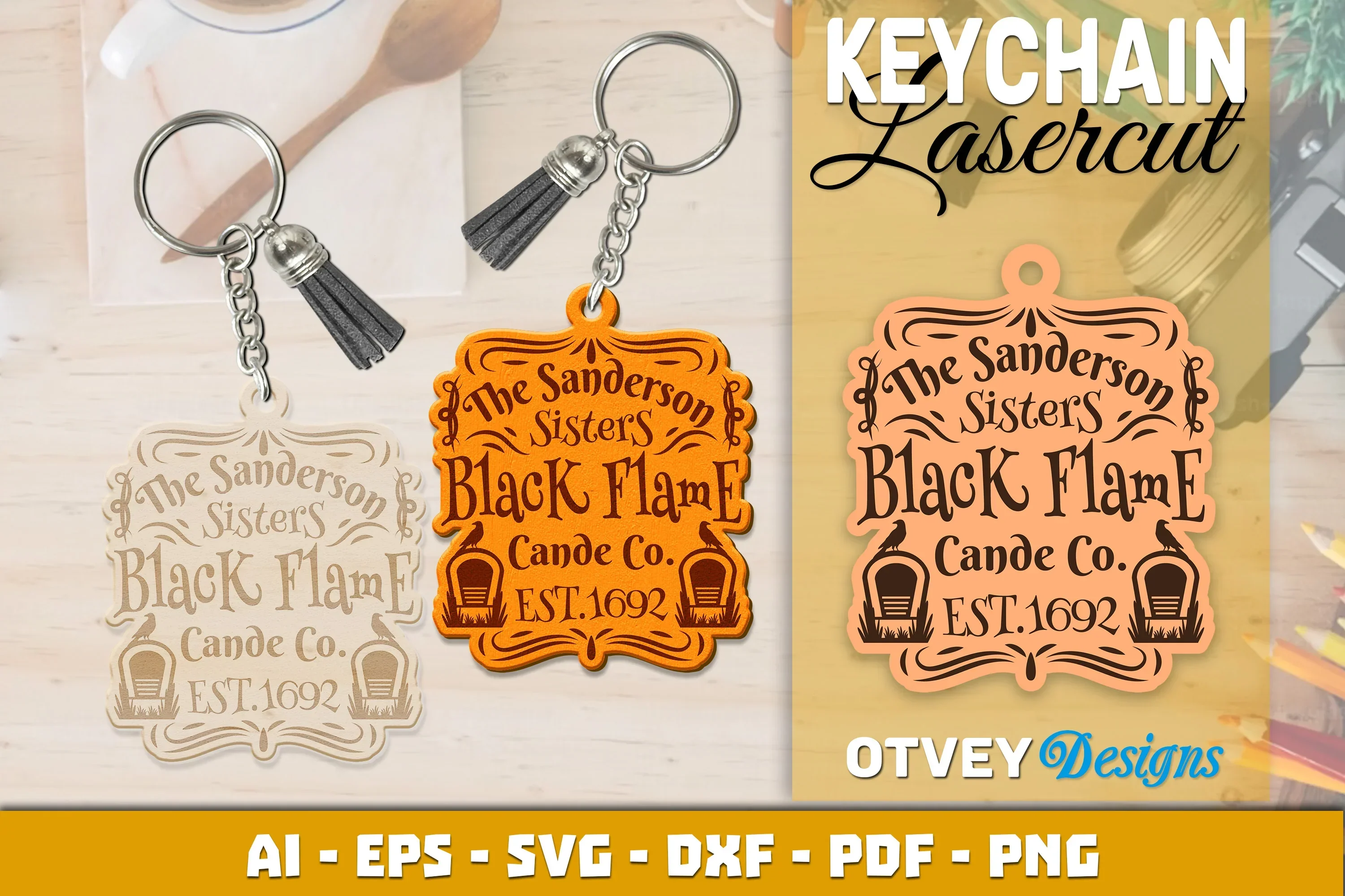 Keychain Halloween Lasercut SVG Bundle