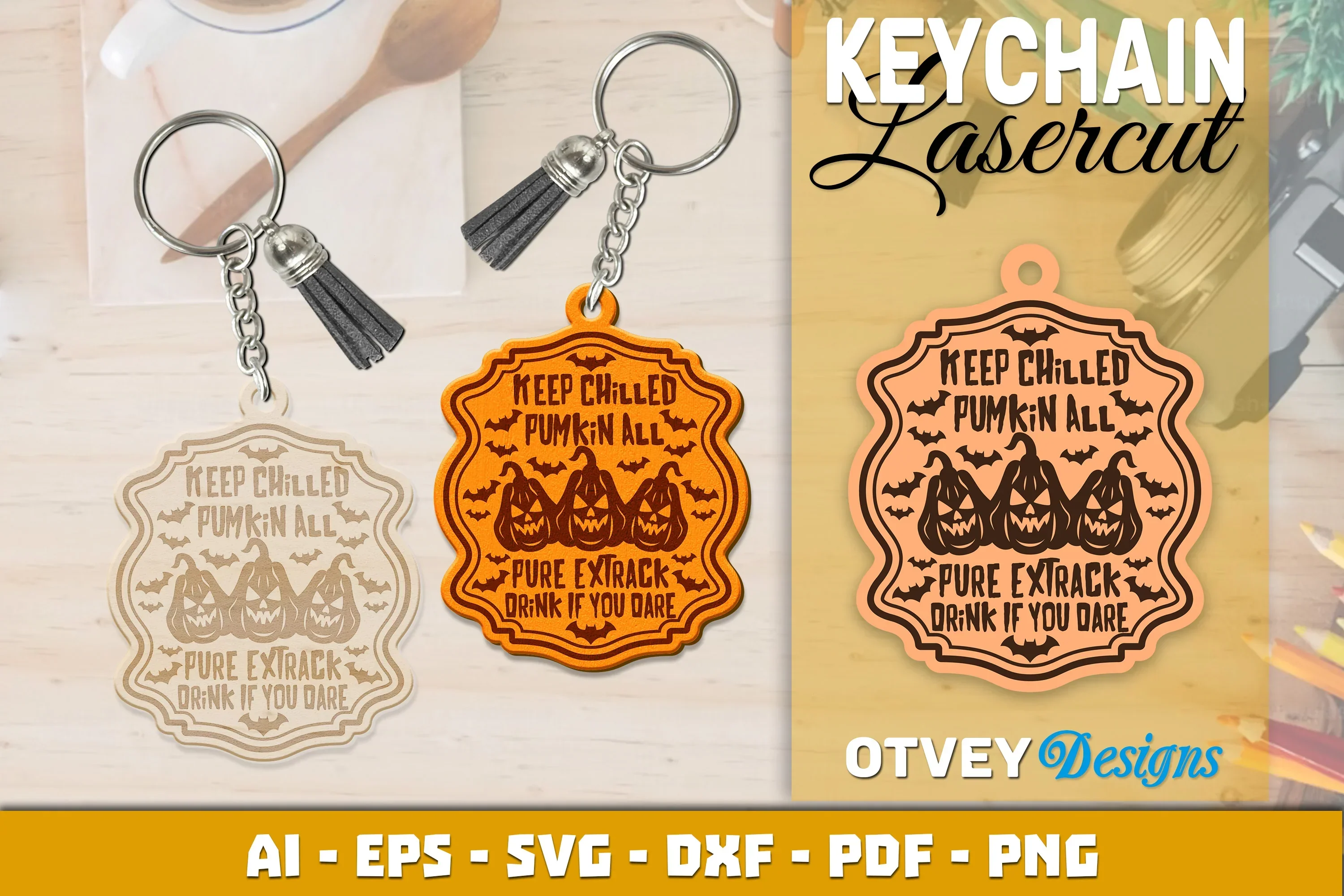 Keychain Halloween Lasercut SVG Bundle