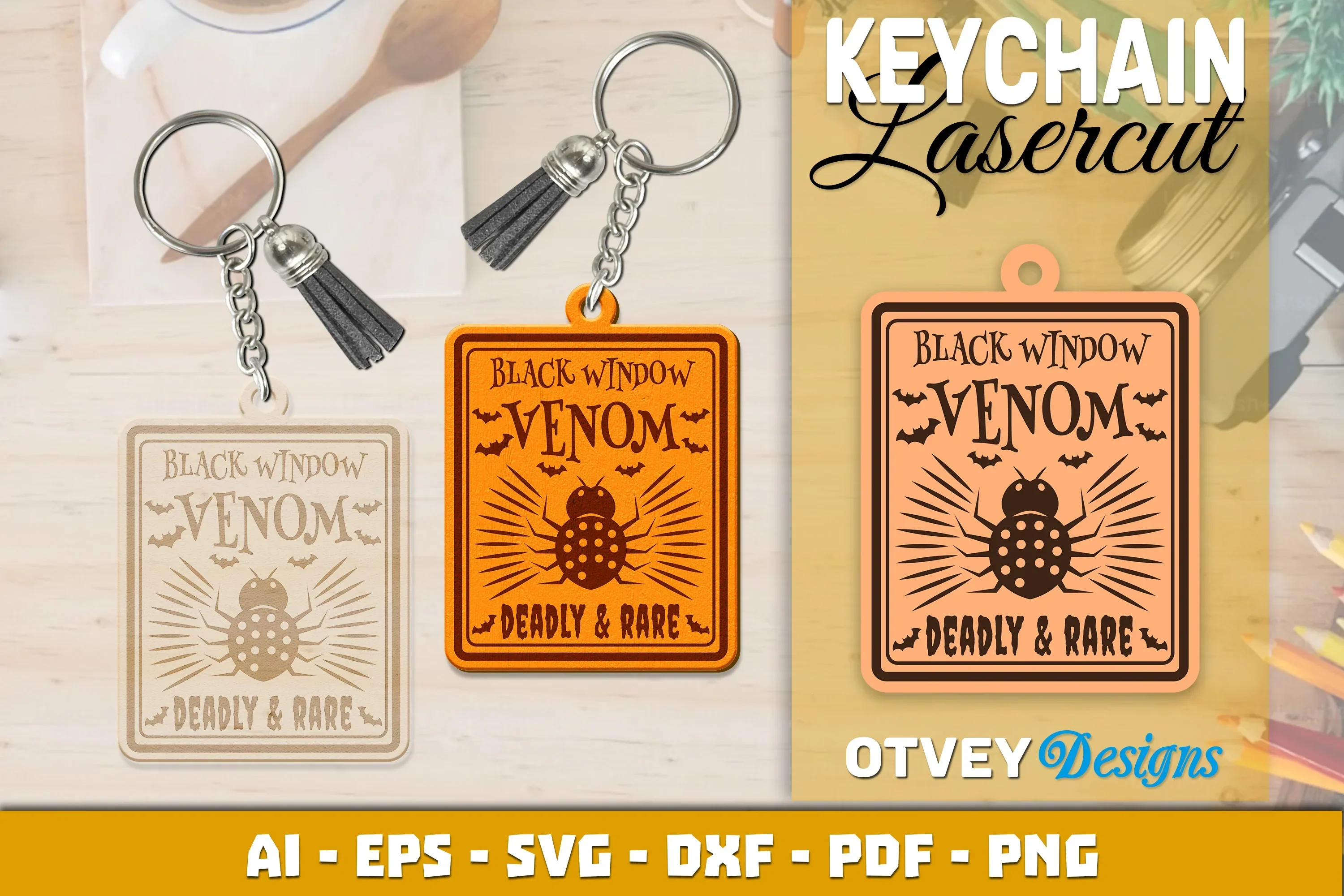 Keychain Halloween Lasercut SVG Bundle