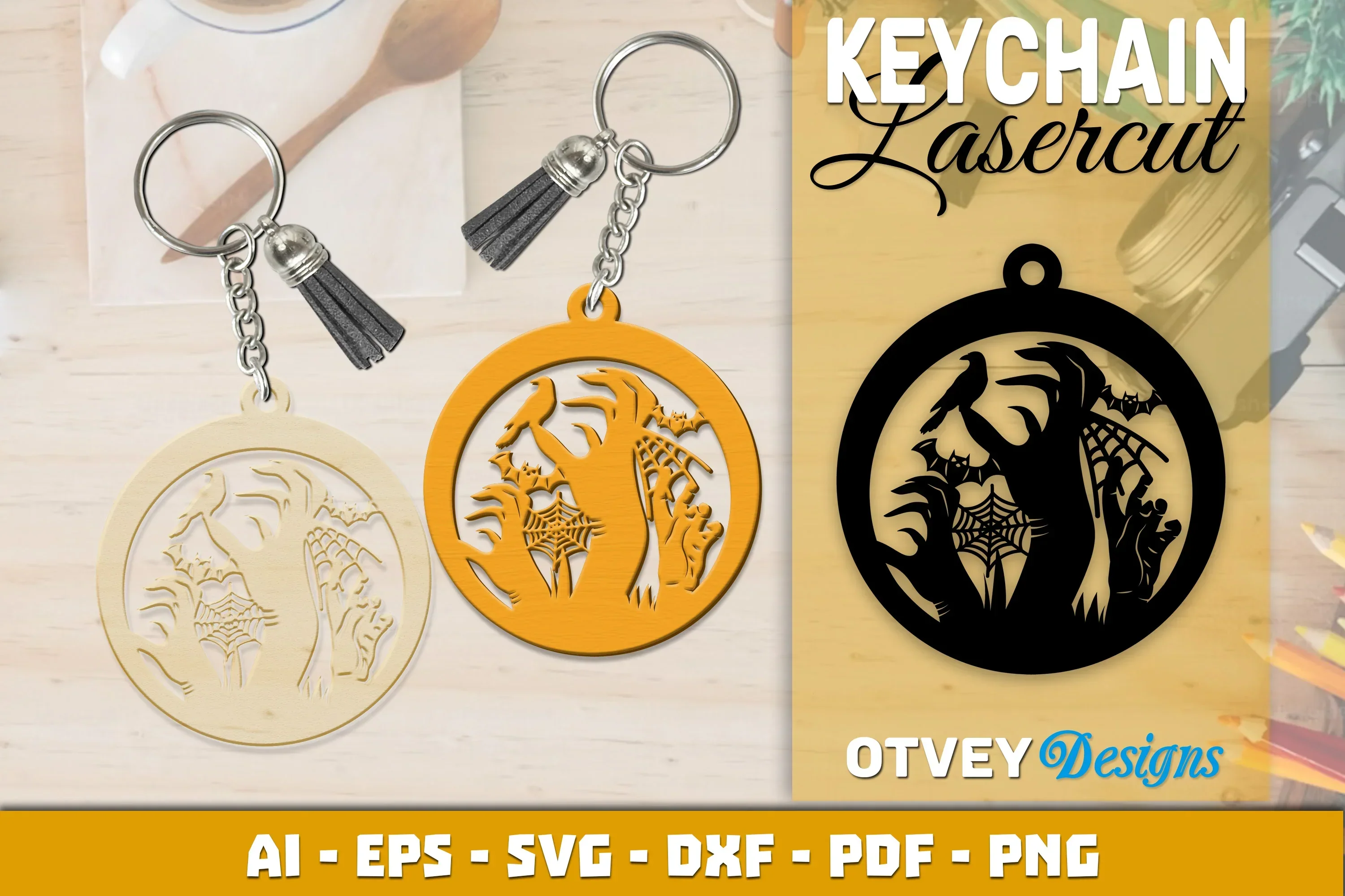 Keychain Halloween Lasercut SVG Bundle
