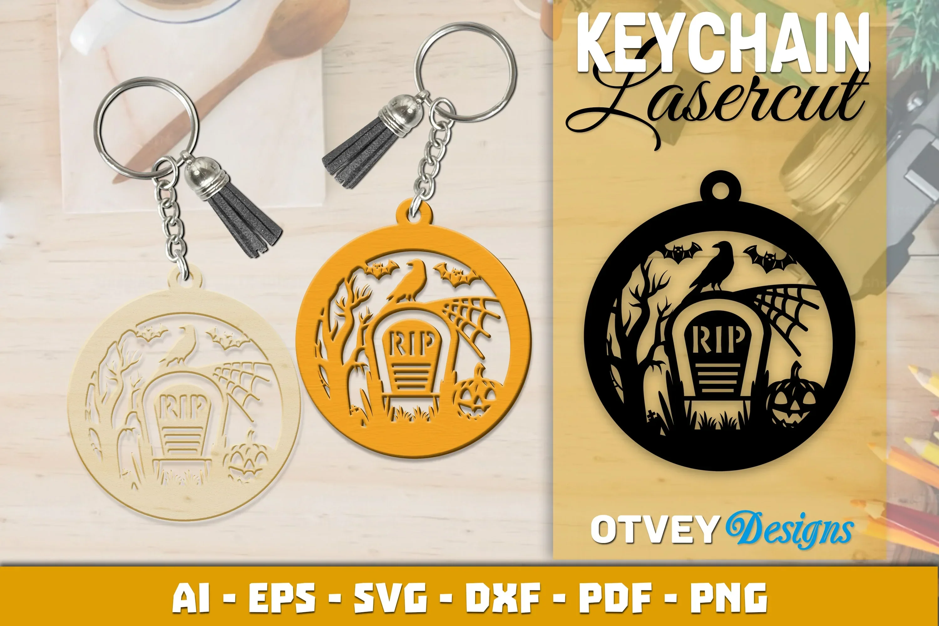 Keychain Halloween Lasercut SVG Bundle