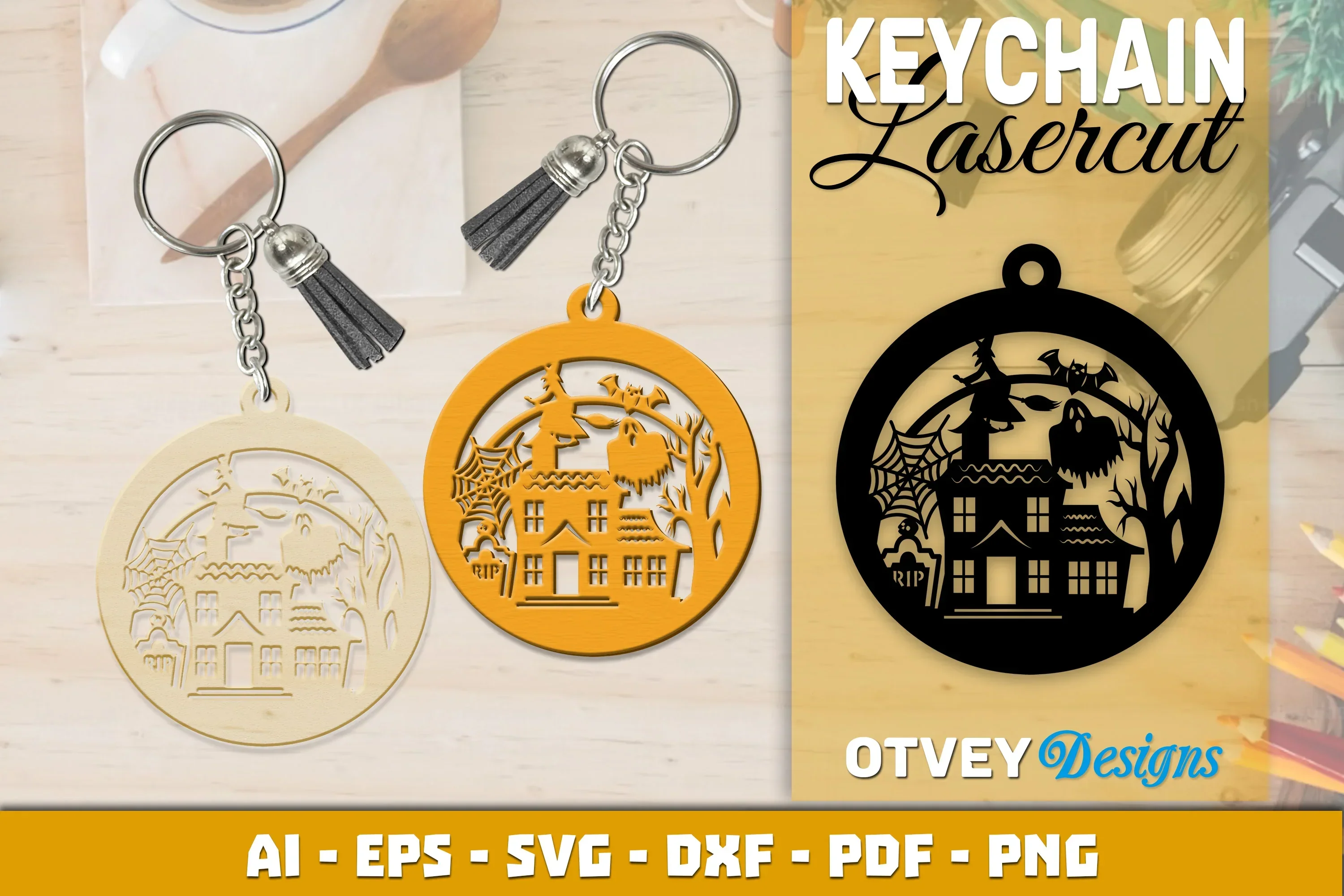 Keychain Halloween Lasercut SVG Bundle