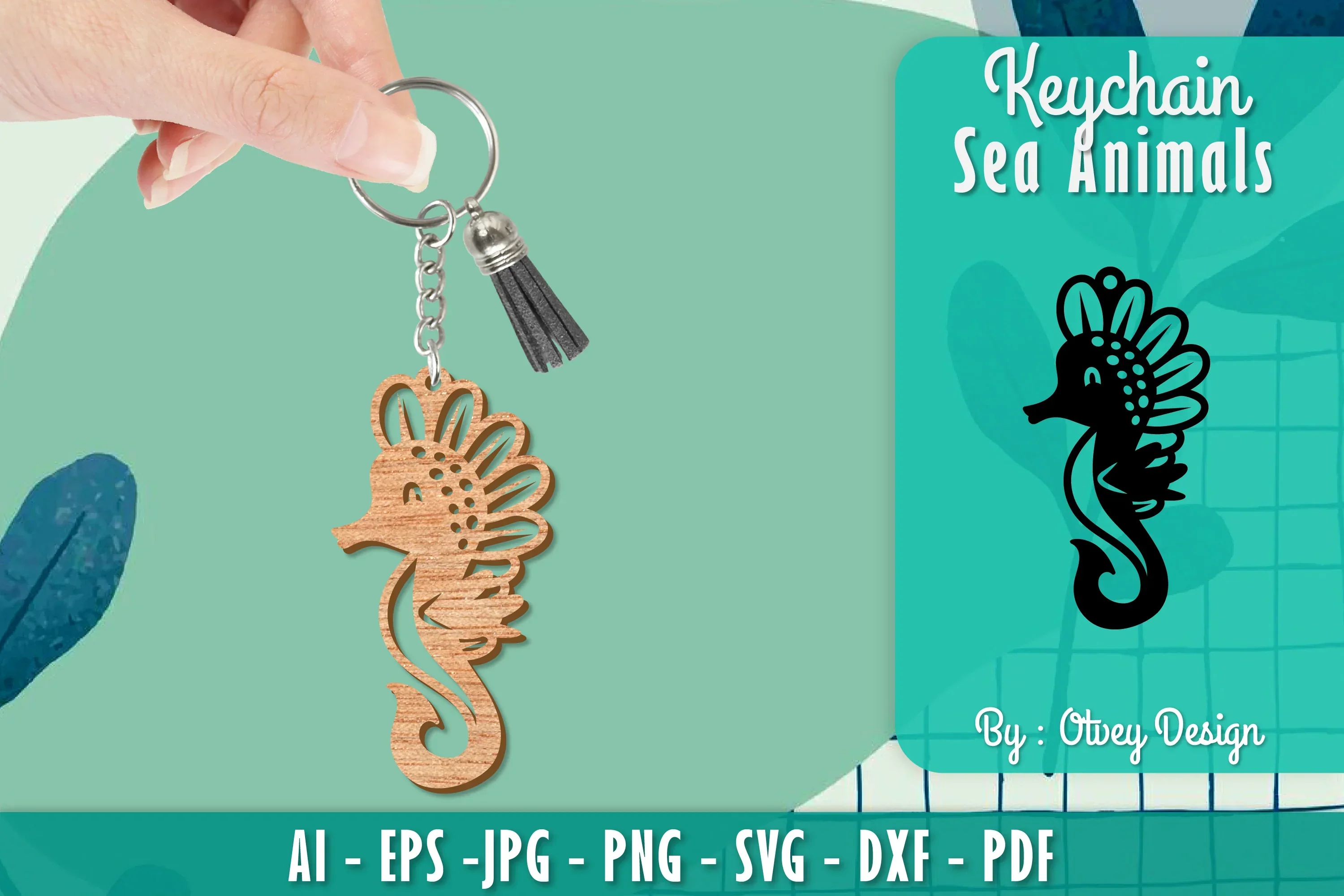 Keychain Sea Animals Lasercut SVG Bundle