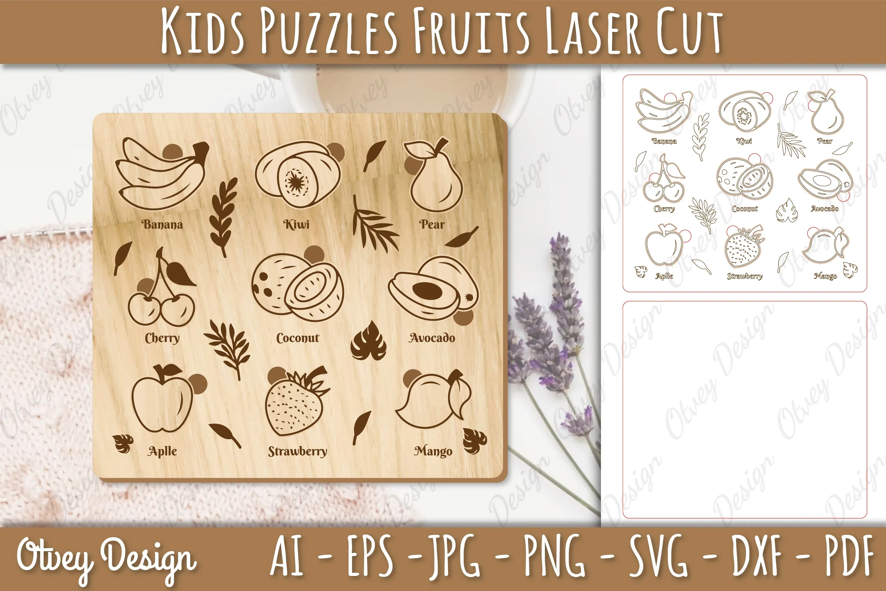 Kids Fruit Puzzles SVG Bundle - Image 2