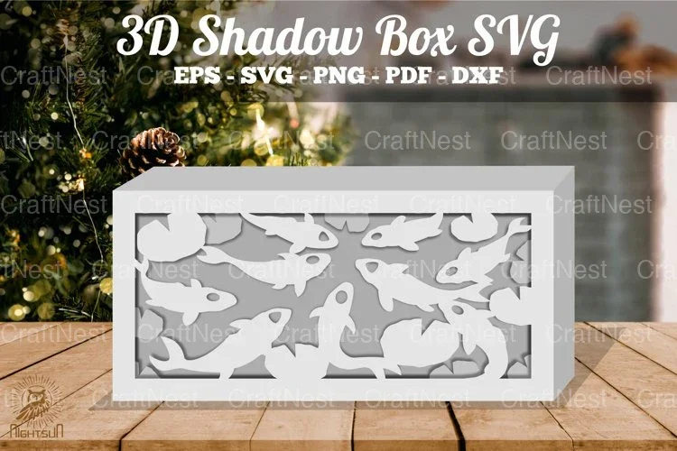 Koi Fish 3D Shadow Box Clipart Bundle