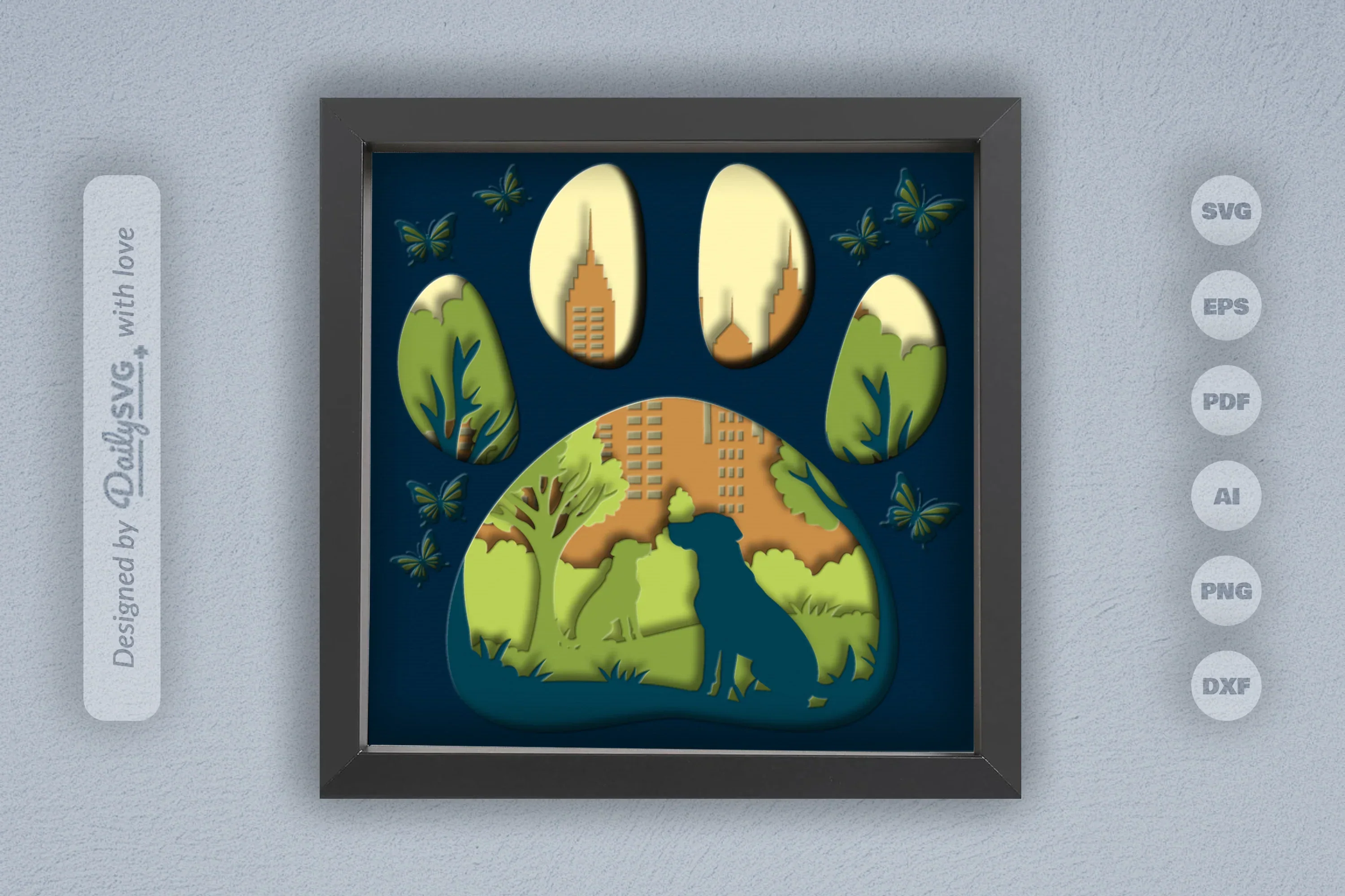Labrador Dog Park Papercut Clipart SVG Bundle