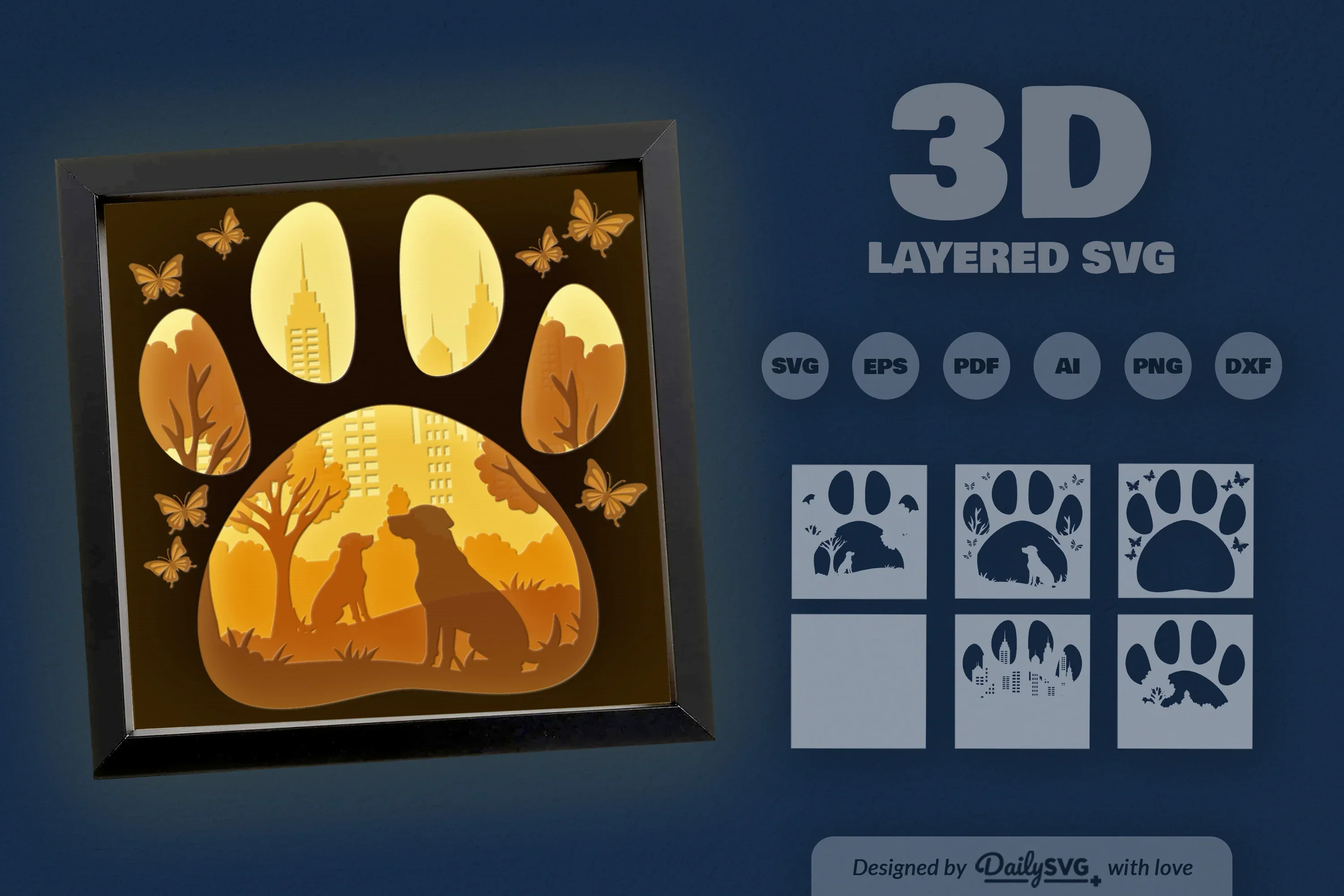 Labrador Dog Park Papercut Clipart SVG Bundle - Image 3