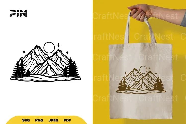 Landscape Mountain Silhouette Clipart Bundle