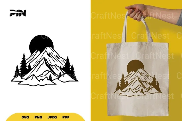 Landscape Mountain Silhouette Clipart Bundle