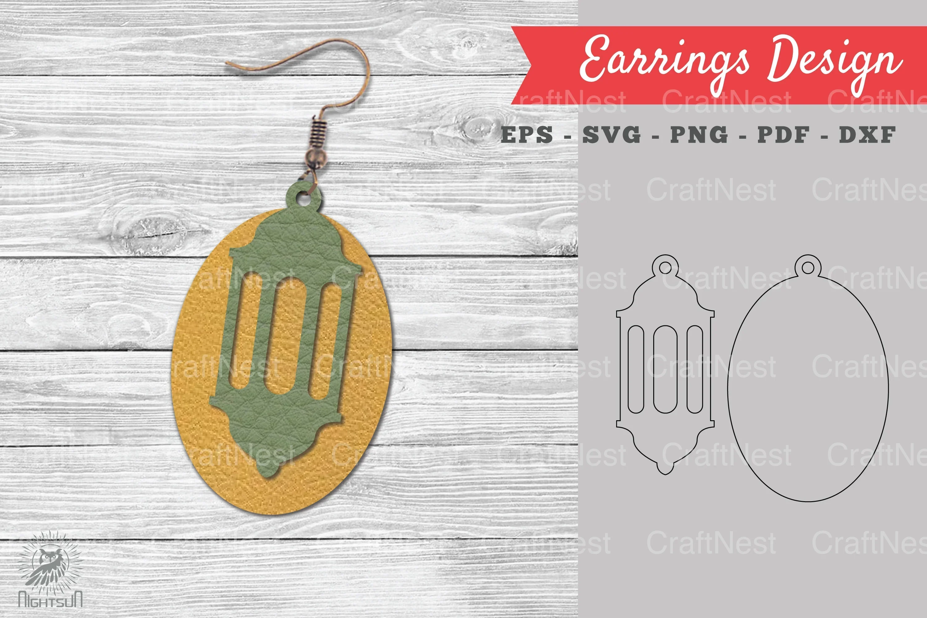 Lantern Leather Earring Design Clipart Bundle