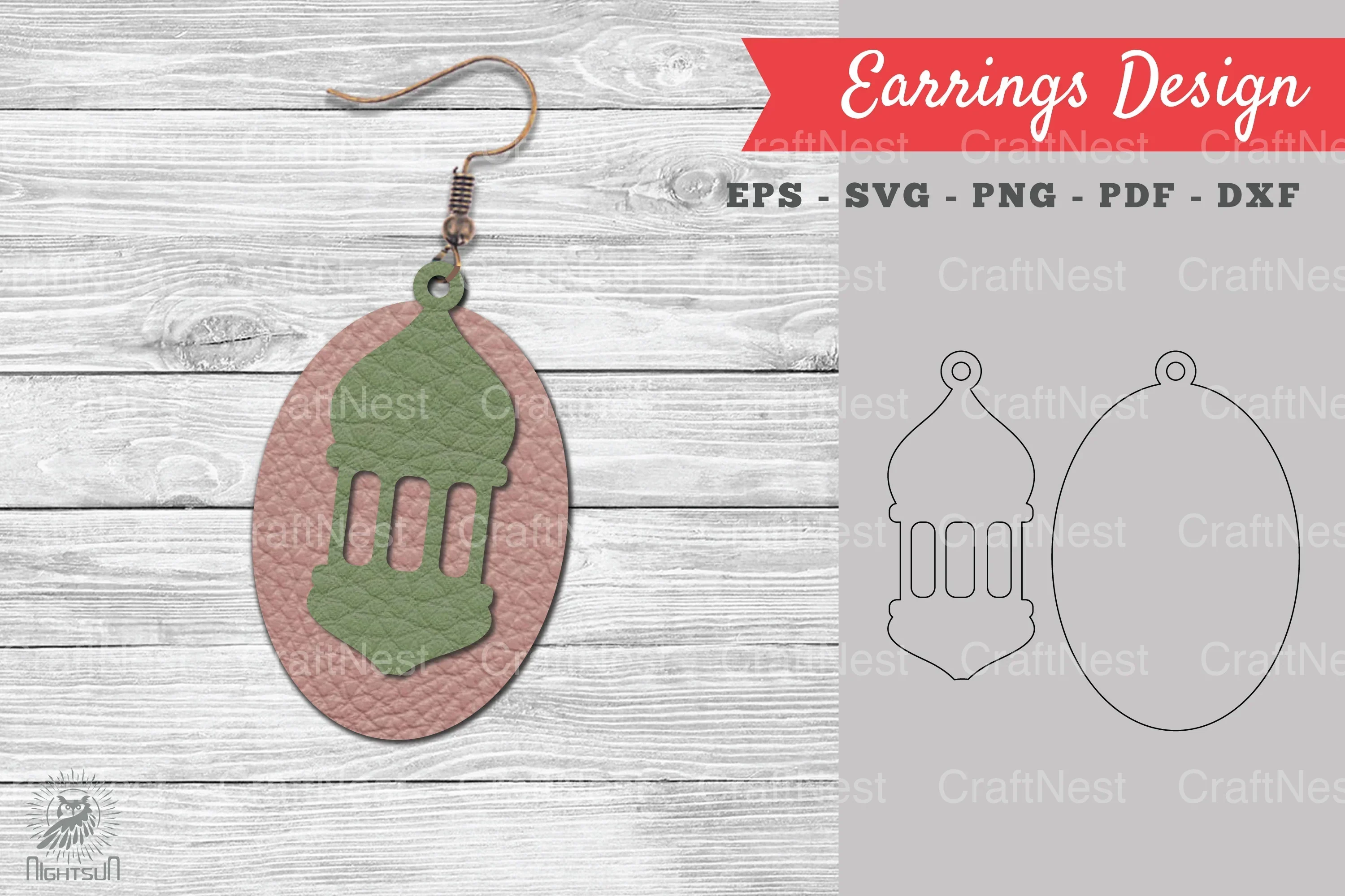 Lantern Leather Earring Design Clipart Bundle