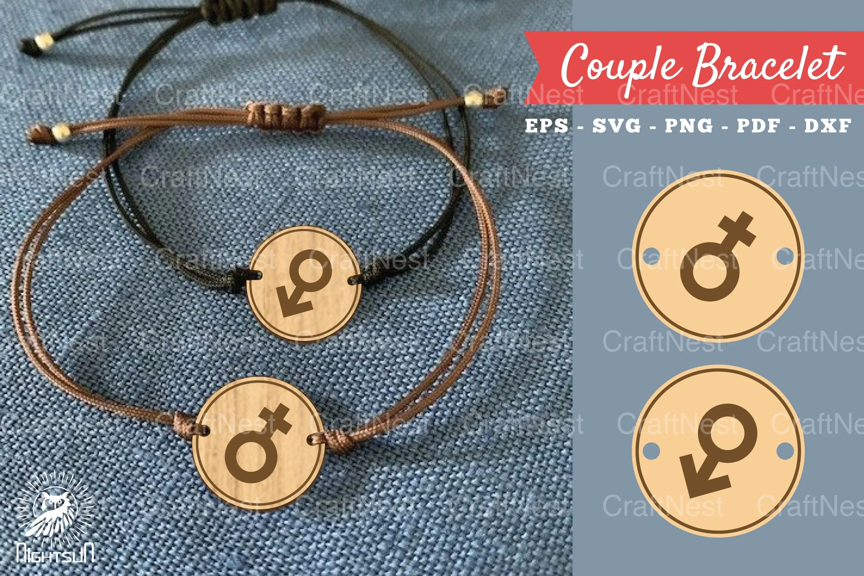 Laser Cut Couple Bracelet SVG Bundle