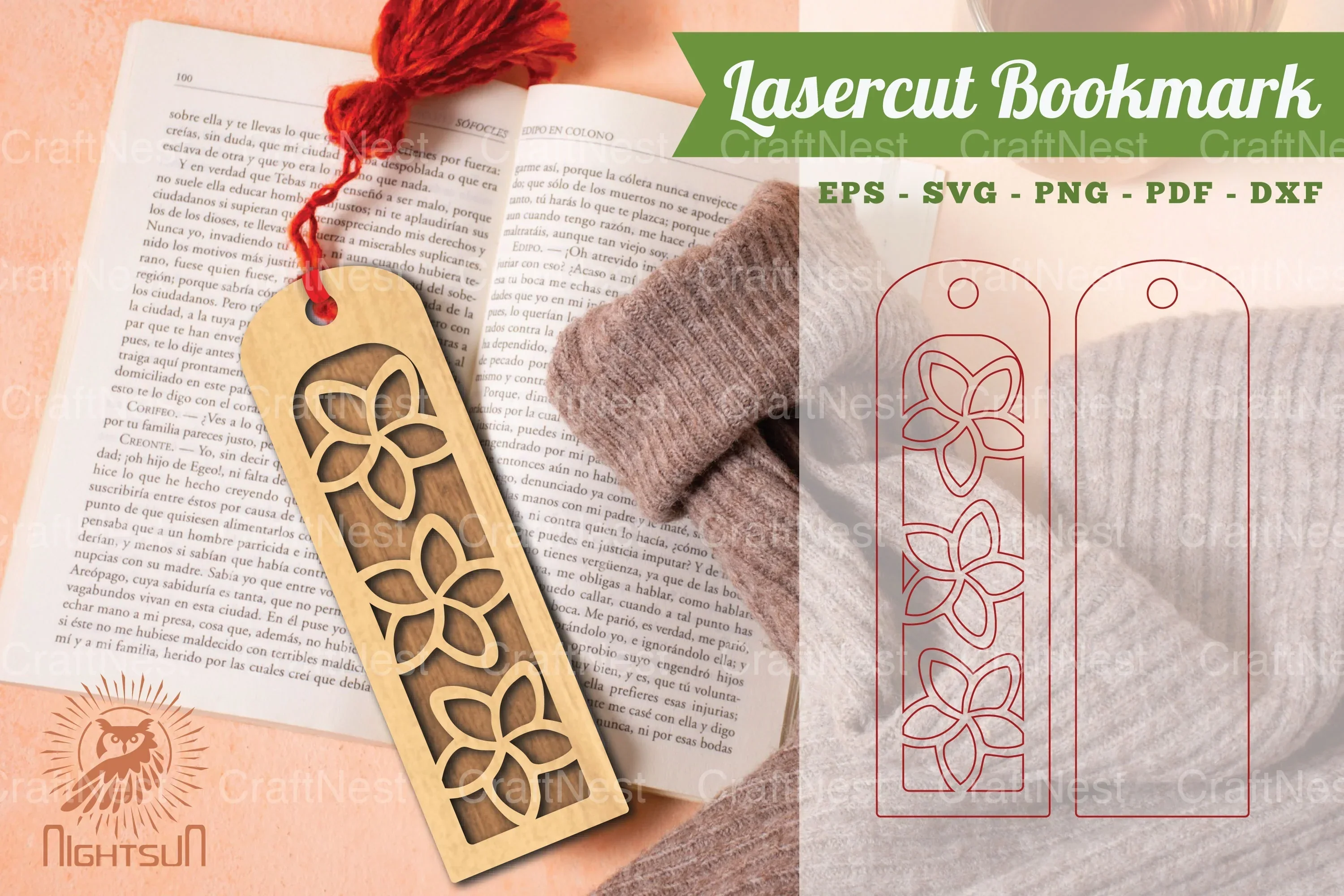 Laser Cut Flower Bookmark Design Bundle