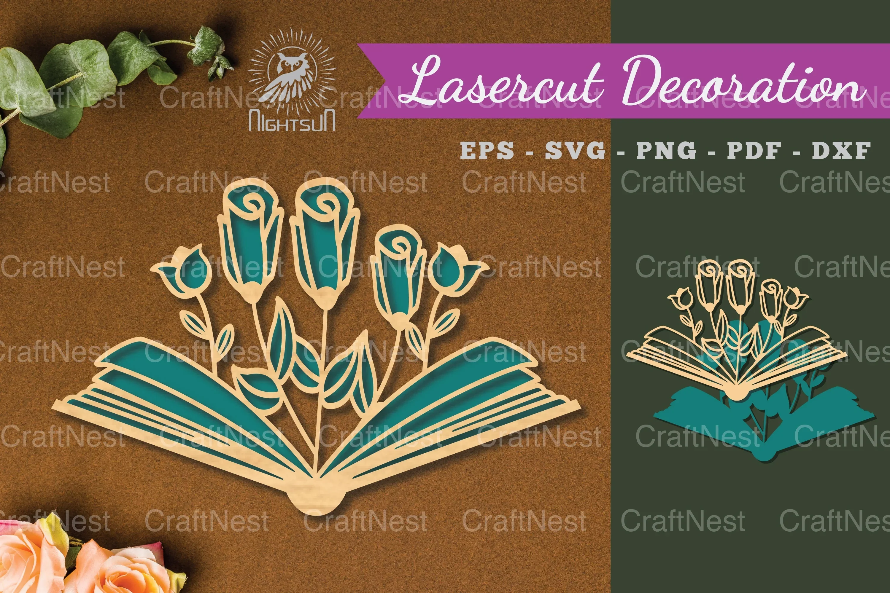 Laser Cut Flower Decoration Book - Clipart Bundle