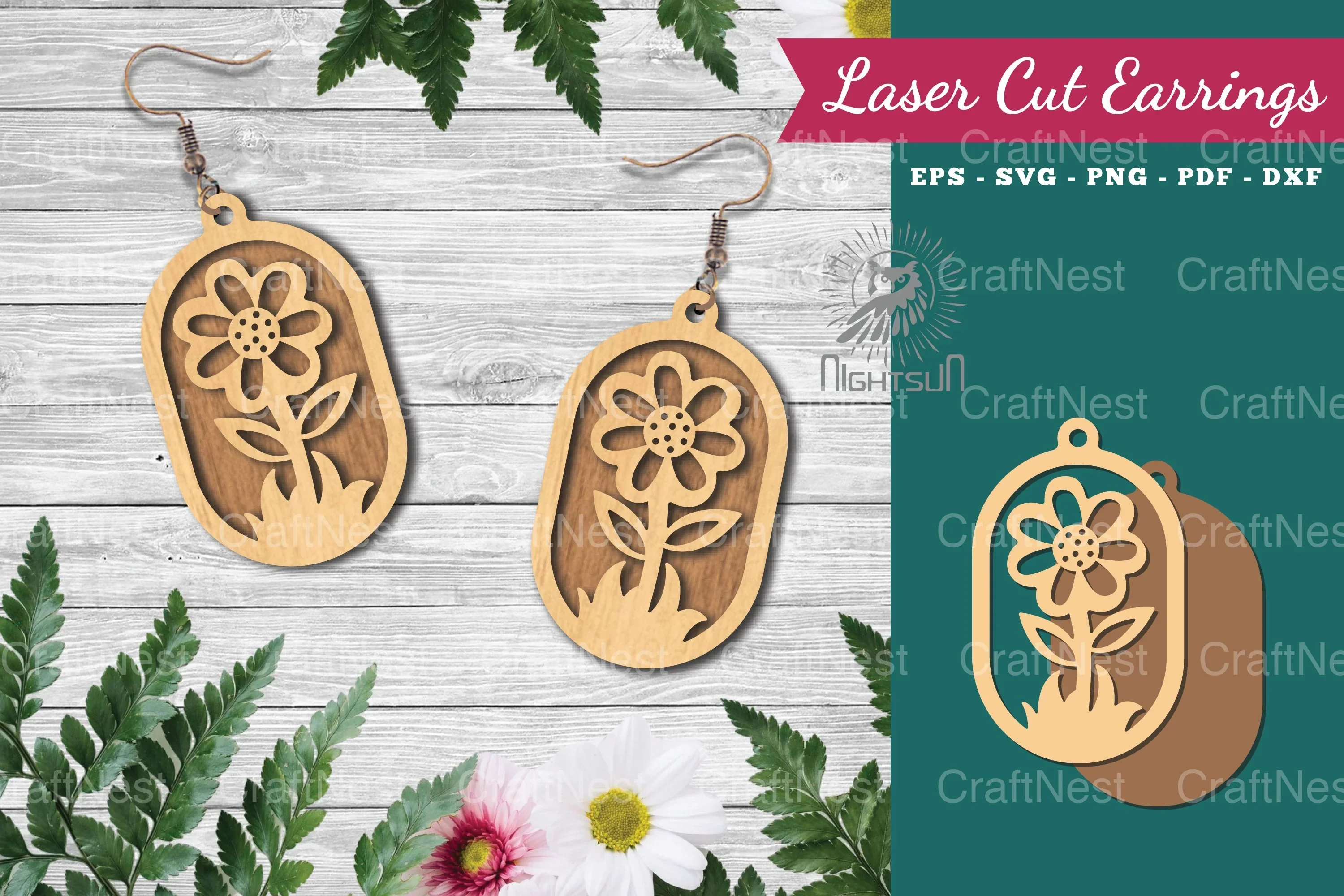 Laser Cut Flower Earrings Design Bundle