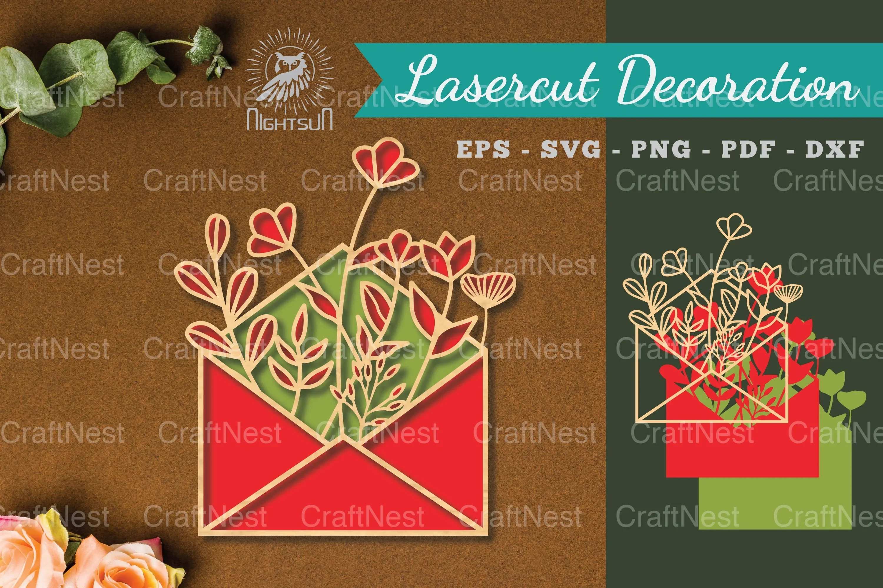 Laser Cut Flower Envelope Decoration Clipart Bundle
