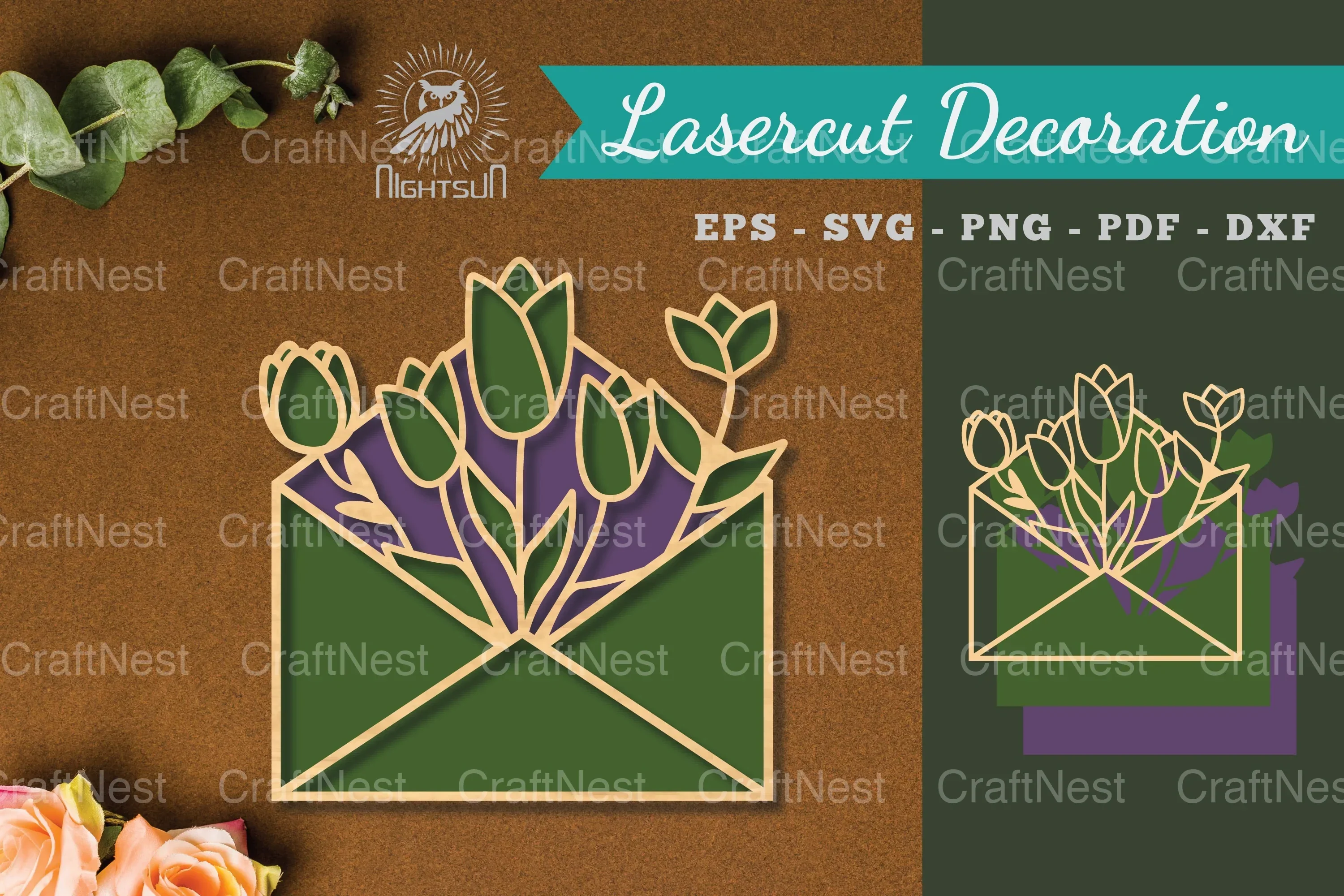 Laser Cut Flower Envelope Decoration Clipart Bundle