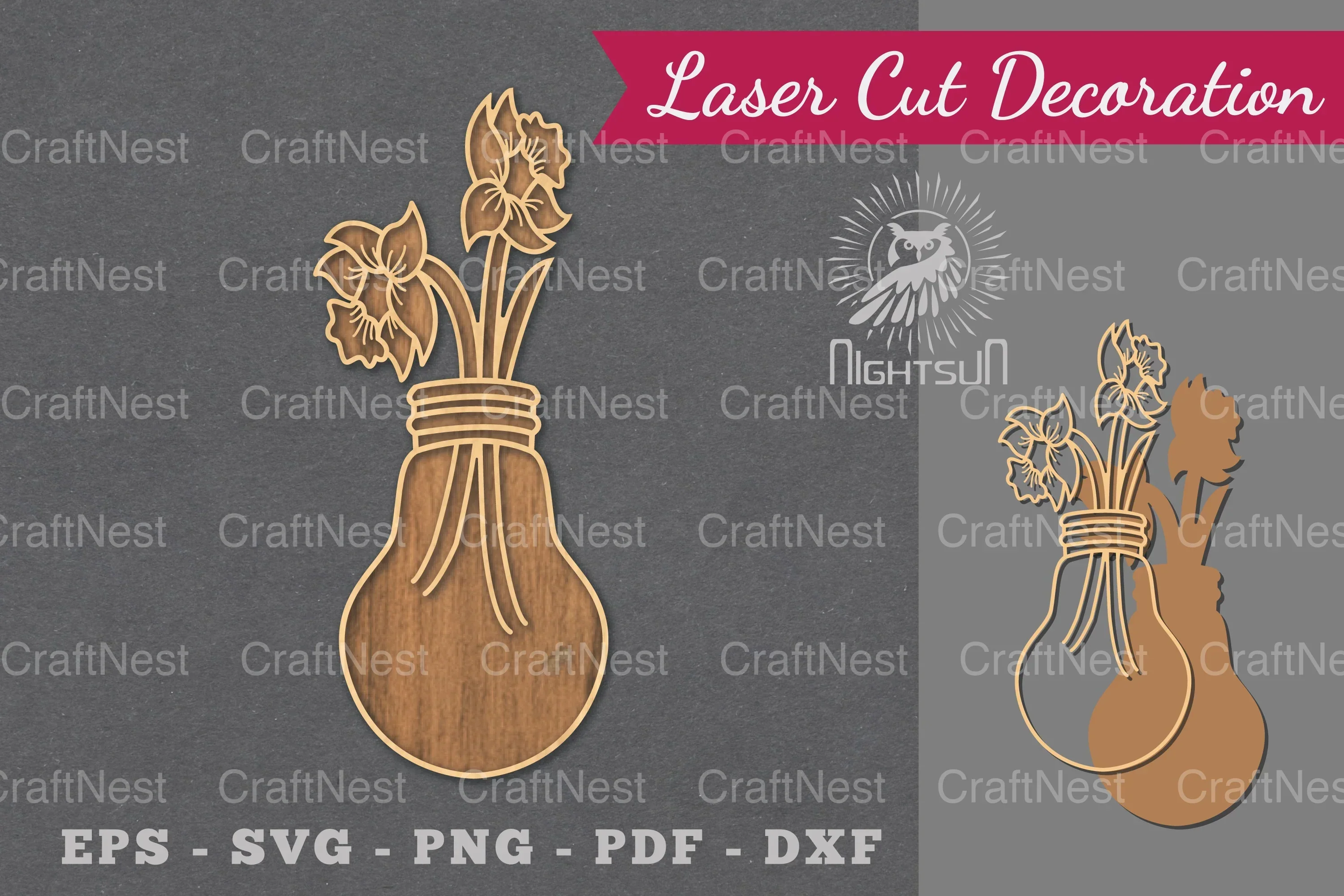 Laser Cut Flower Lamp Decoration Clipart Bundle